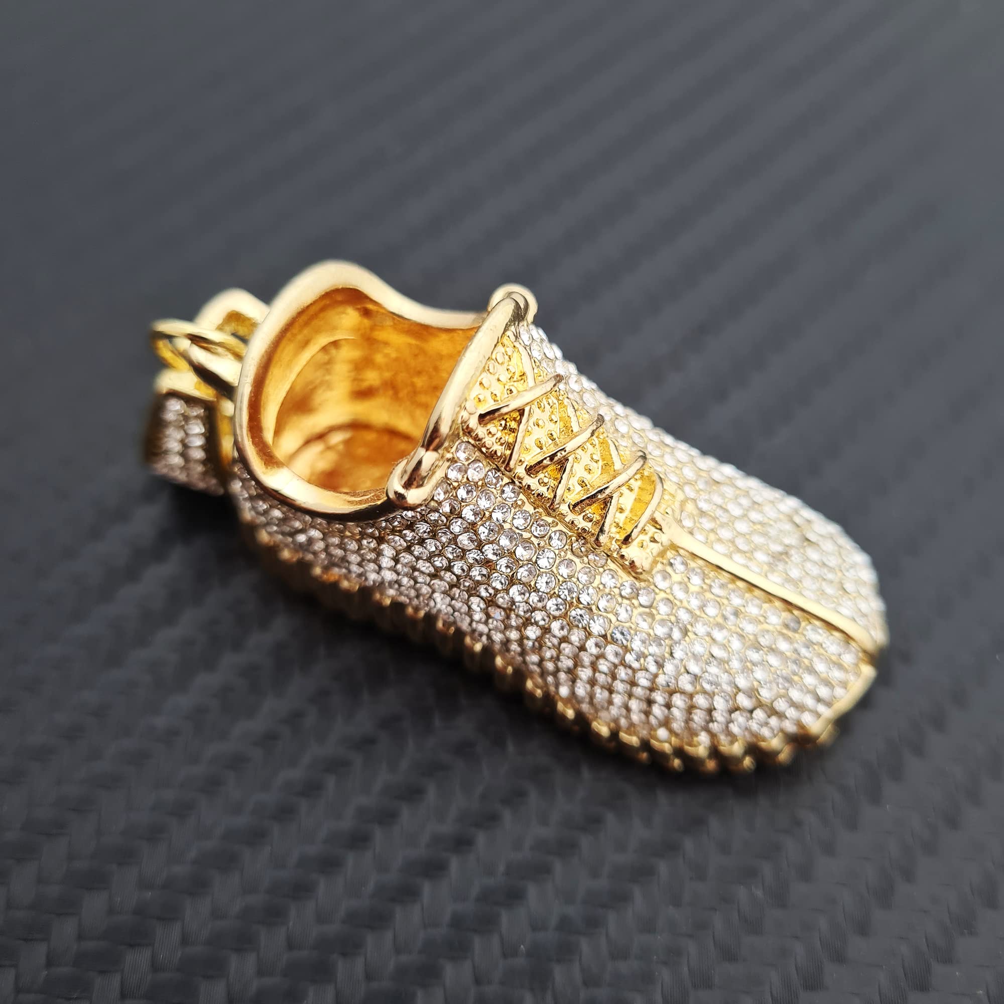 Hip Hop Jewelry Gold Plated Shoe Pendant with 13mm Cuban Chain - 16