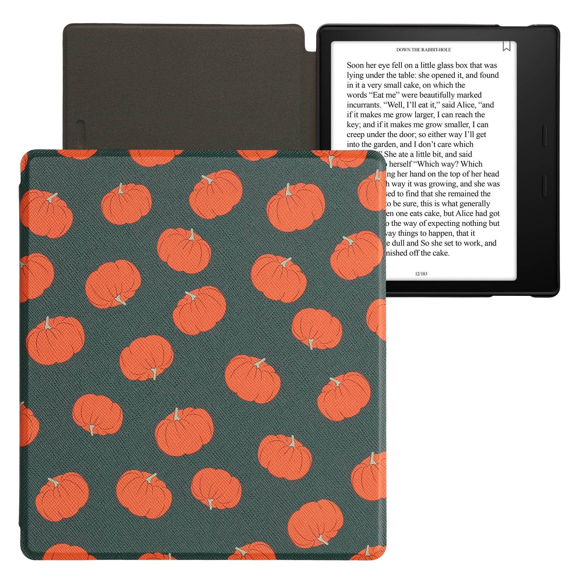 kwmobile Kindle Oasis 10th Gen Case - Premium eReader Cover for Amazon Kindle Oasis 10th Generation (2019 Release) - Pumpkin Orange/Green/Light Green - Perfect for Reading, Travel & Daily Protection