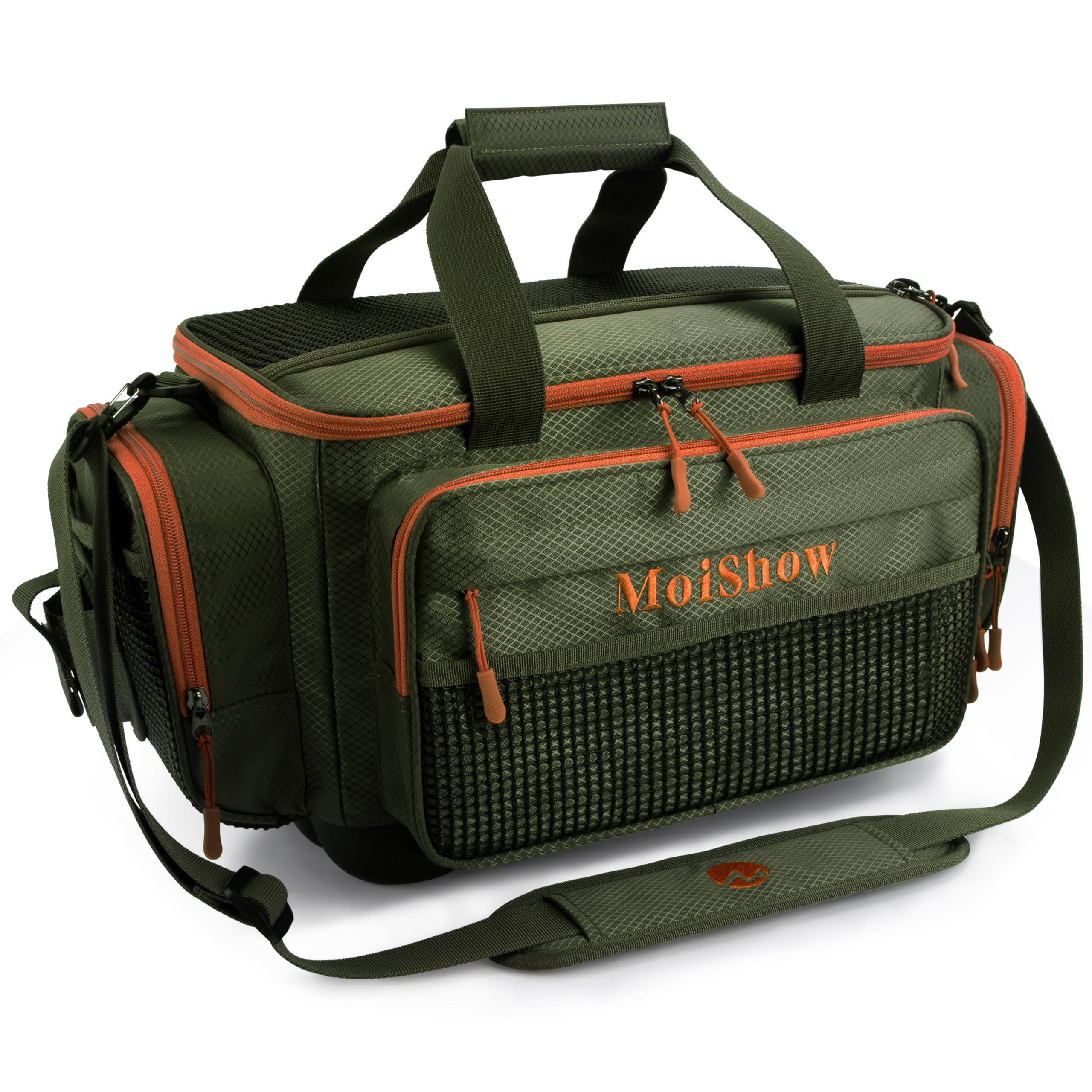 **Waterproof Fishing Tackle Box Bag - Saltwater & Freshwater Fishing Gear Organizer with Padded Shoulder Strap - Fits 3600/3700 Tackle Boxes (Green) - Perfect for Shore Fishing, Boat Trips & Outdoor Adventures**