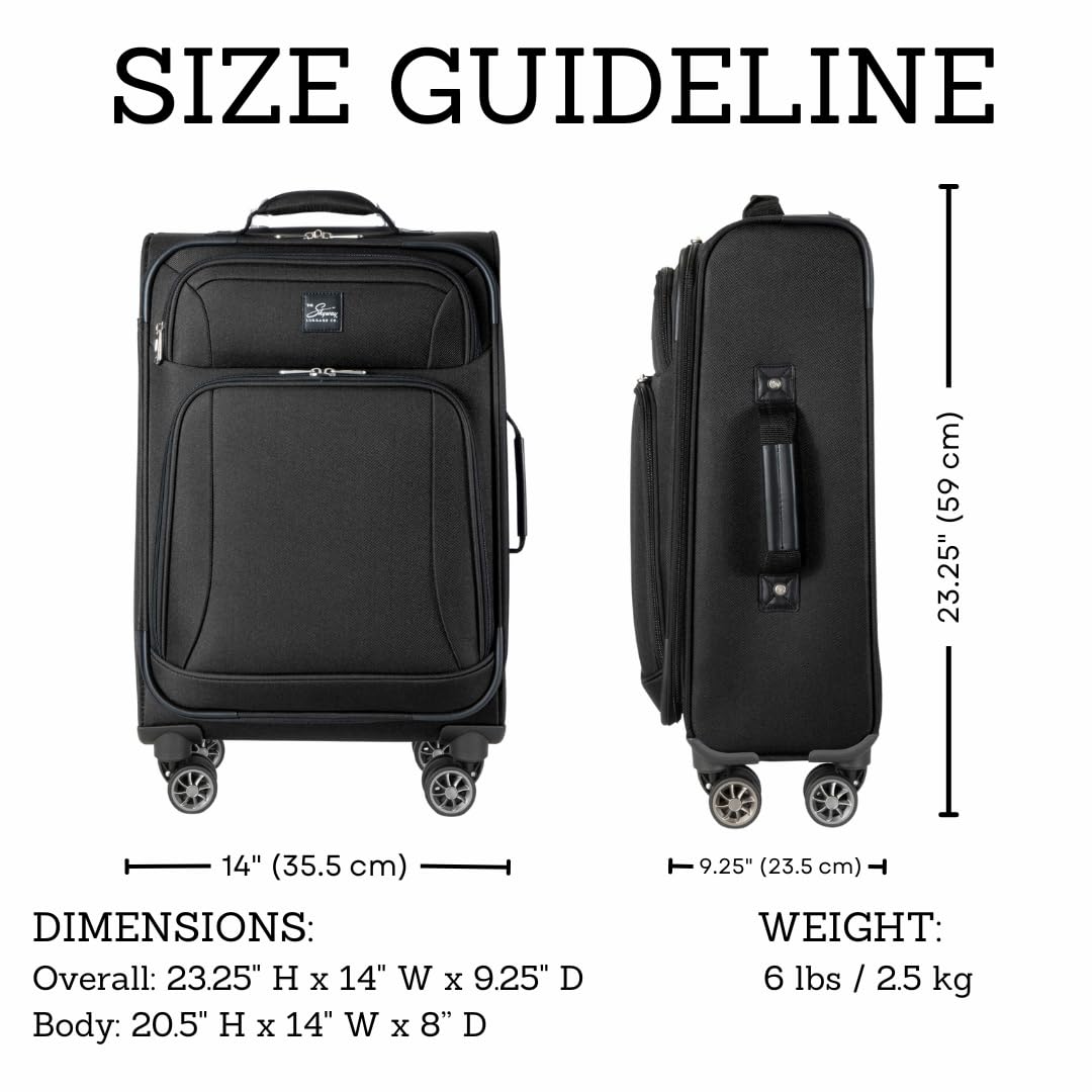 **Skyway Epic 20-Inch Lightweight Softside Spinner Carry-On Luggage - TSA Approved Black Travel Suitcase with Wheels & Telescoping Handle | Perfect for Business Trips, Weekend Getaways & Air Travel**