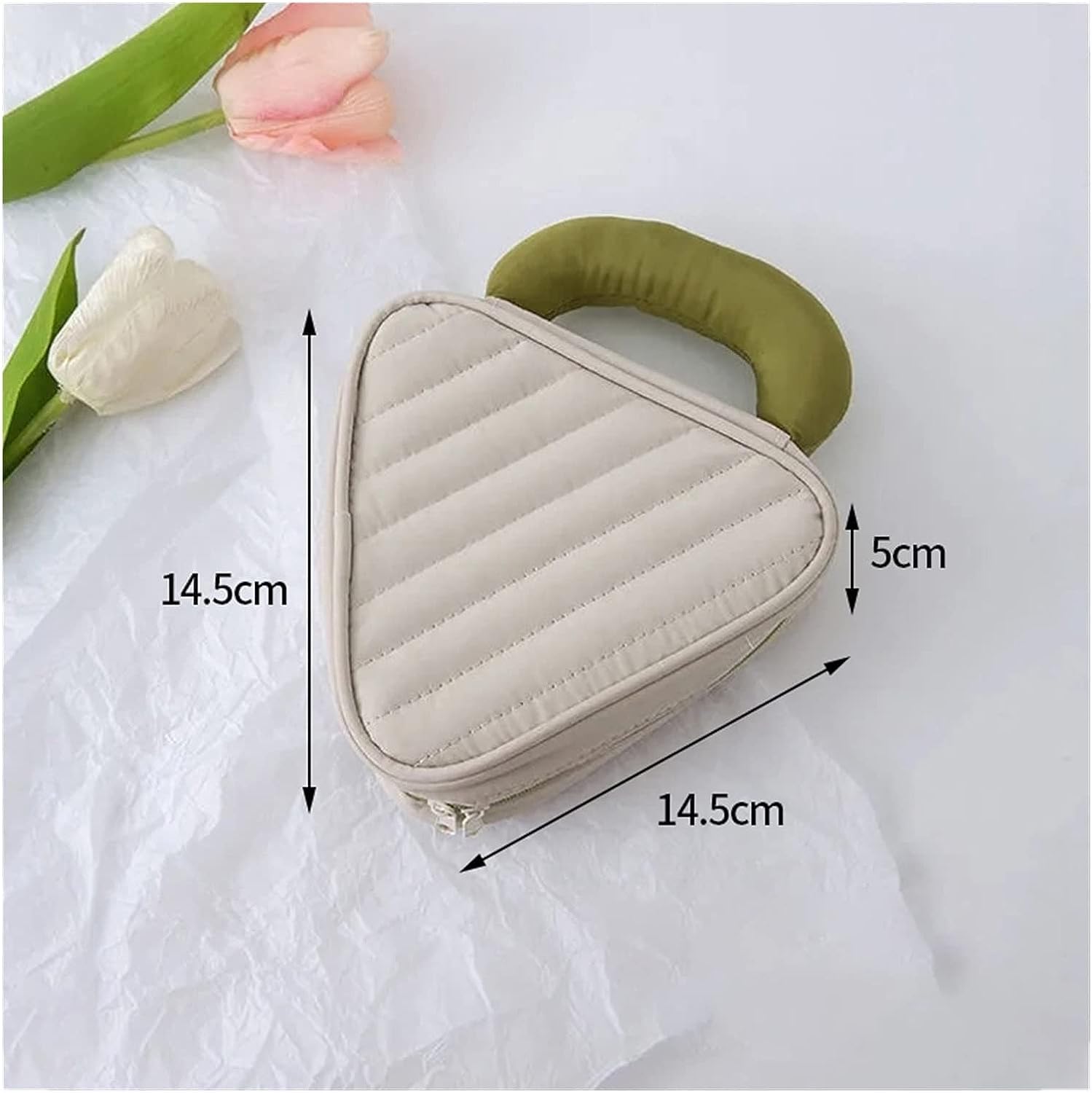 House of Quirk Travel Makeup Organizer - Portable Cosmetic & Toiletry Bag with Handle, Macaron Grey - Perfect for Vacation, Gym & Daily Organization