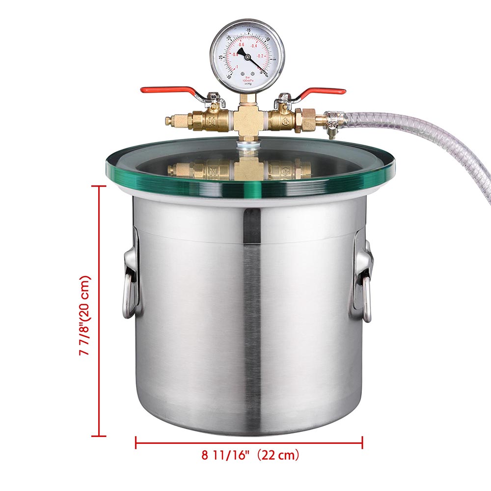 2 Gallon Stainless Steel Vacuum Chamber for Degassing Resin, Epoxy, Silicone - Perfect for DIY Crafts, Jewelry Making & Industrial Applications