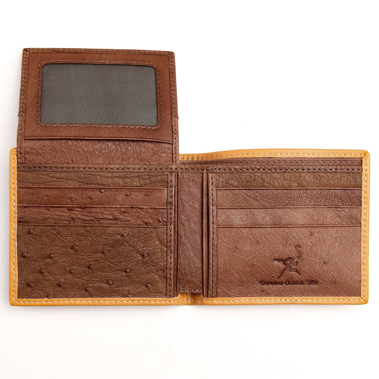 Luxury Dark Brown Two-Tone Ostrich Leather Wallet for Men - Genuine Exotic Skin Bifold Wallet with RFID Protection - Perfect for Business, Travel & Everyday Use