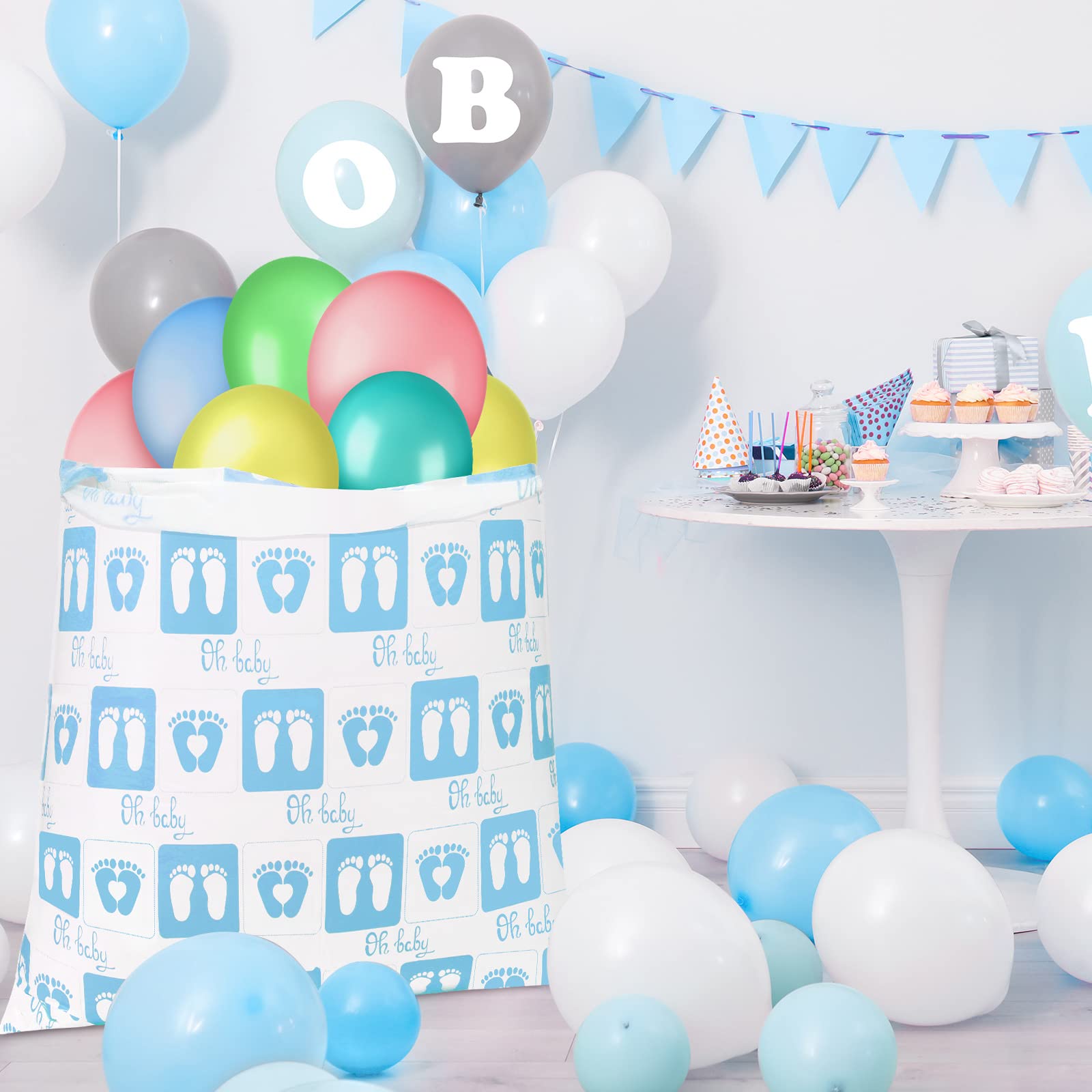 2 Pack Jumbo Bike Gift Bags 80x60 Inches - Extra Large Plastic Present Sack for Baby Footprint Keepsake, Birthday Party & Baby Shower - Perfect for Boys, Girls, Bicycle Themed Celebrations (Blue) - Great for Gender Reveals, First Birthday Decorations & Cycling Enthusiast Gifts