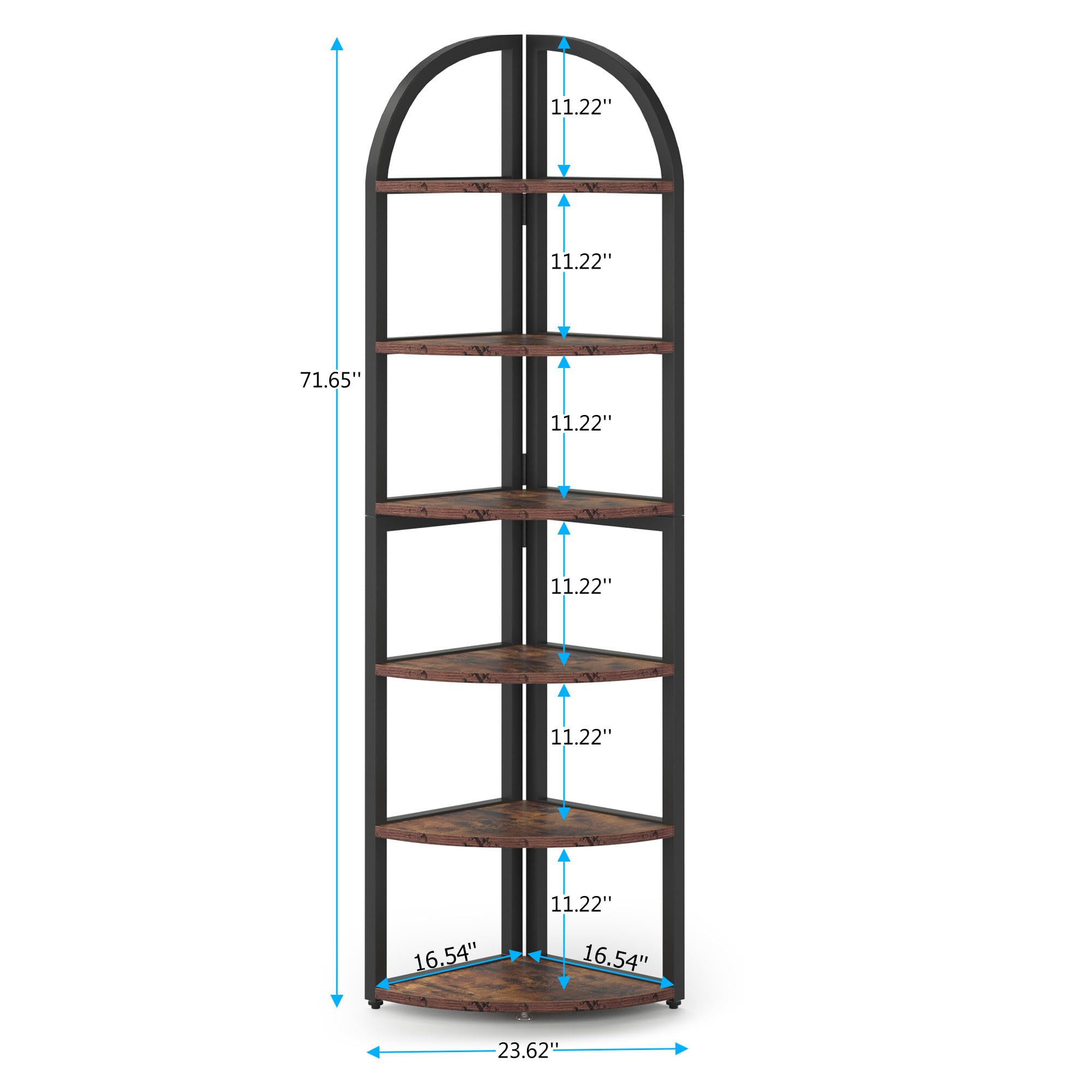 Tribesigns 6-Tier Tall Corner Bookshelf - 71 Inch Rustic Wood Shelf for Small Spaces, Home Office, Living Room & Kitchen - Perfect for Organizing Books, Plants, Decor & Kitchen Supplies