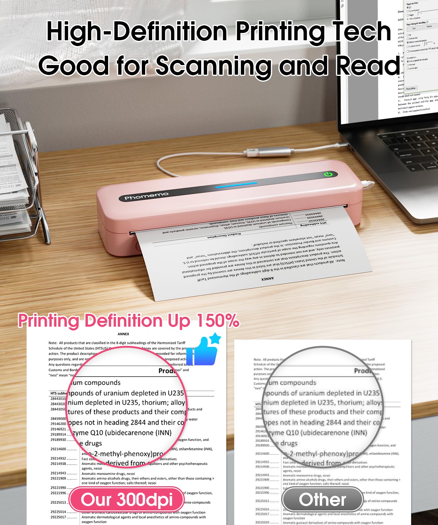 Phomemo M832 Wireless Thermal Inkless Printer - Portable Bluetooth Mobile Printer for Travel, Home & Office, Supports 8.5