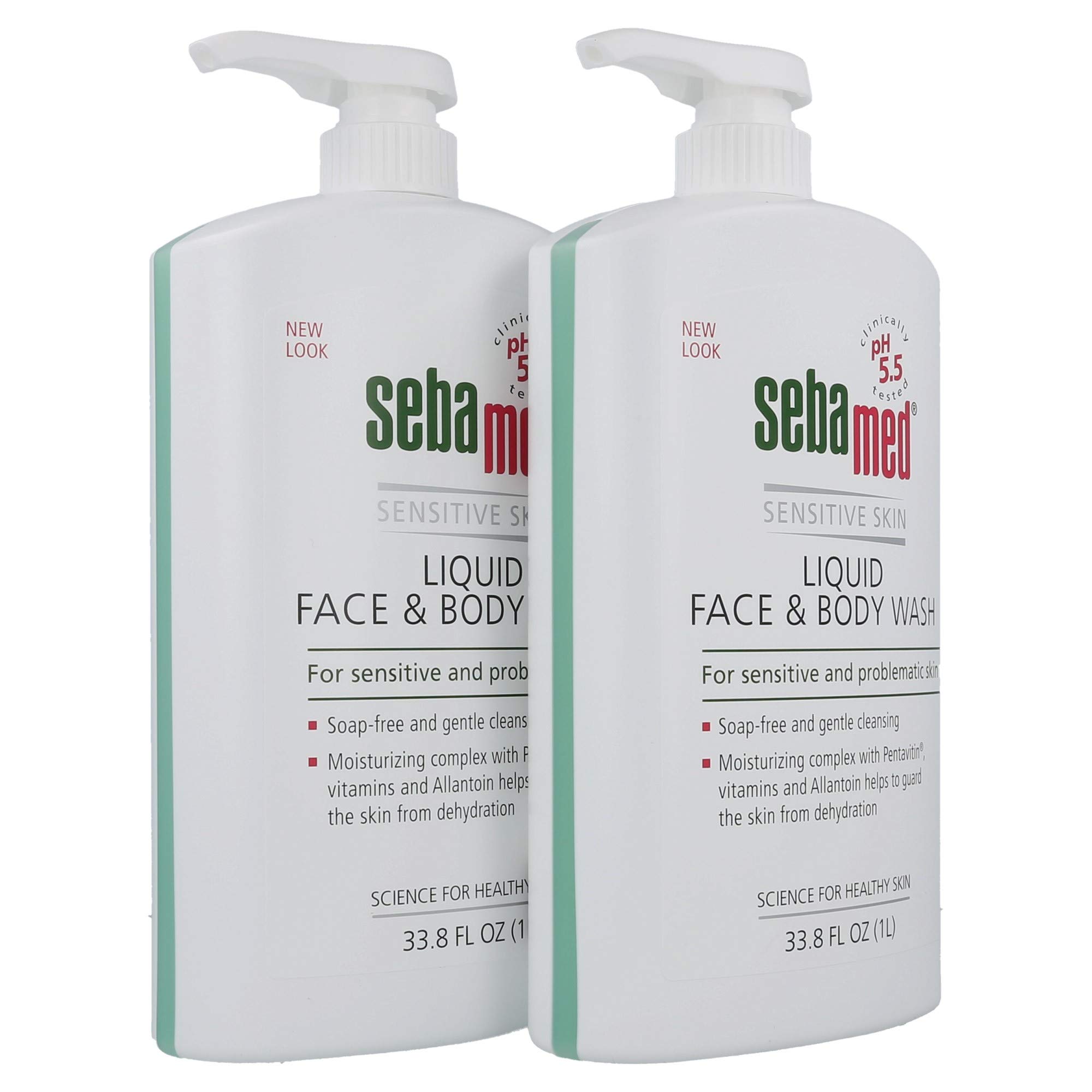SEBAMED Liquid Face and Body Wash for Sensitive Skin - 33.8 Fl Oz (Pack of 2) | pH 5.5 Balanced Gentle Cleanser | Daily Shower & Bath Use for Adults & Babies