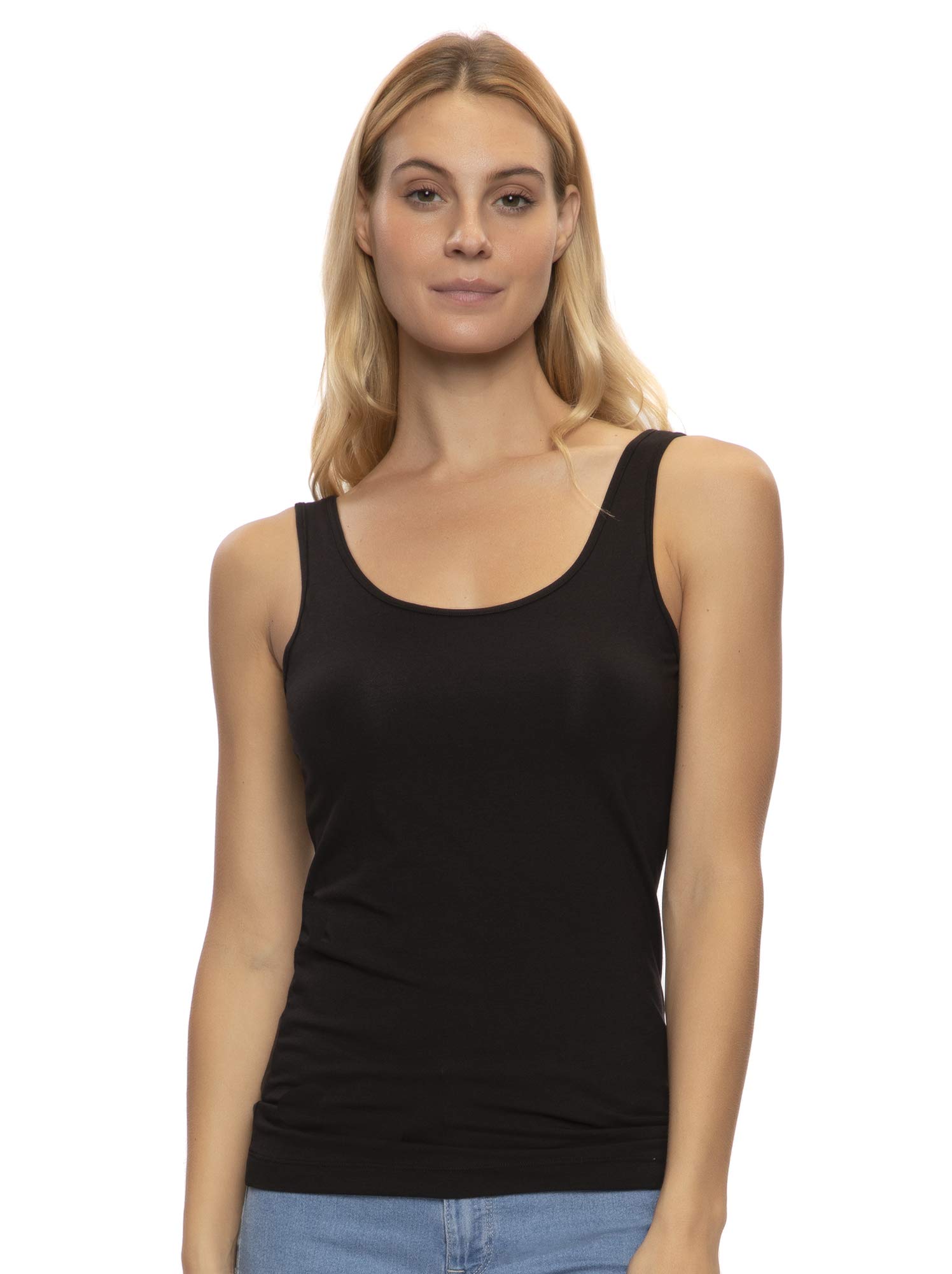 Felina Reversible Cotton Women's Tank Top 4-Pack - Soft Breathable Summer Tops for Casual Wear, Gym & Layering