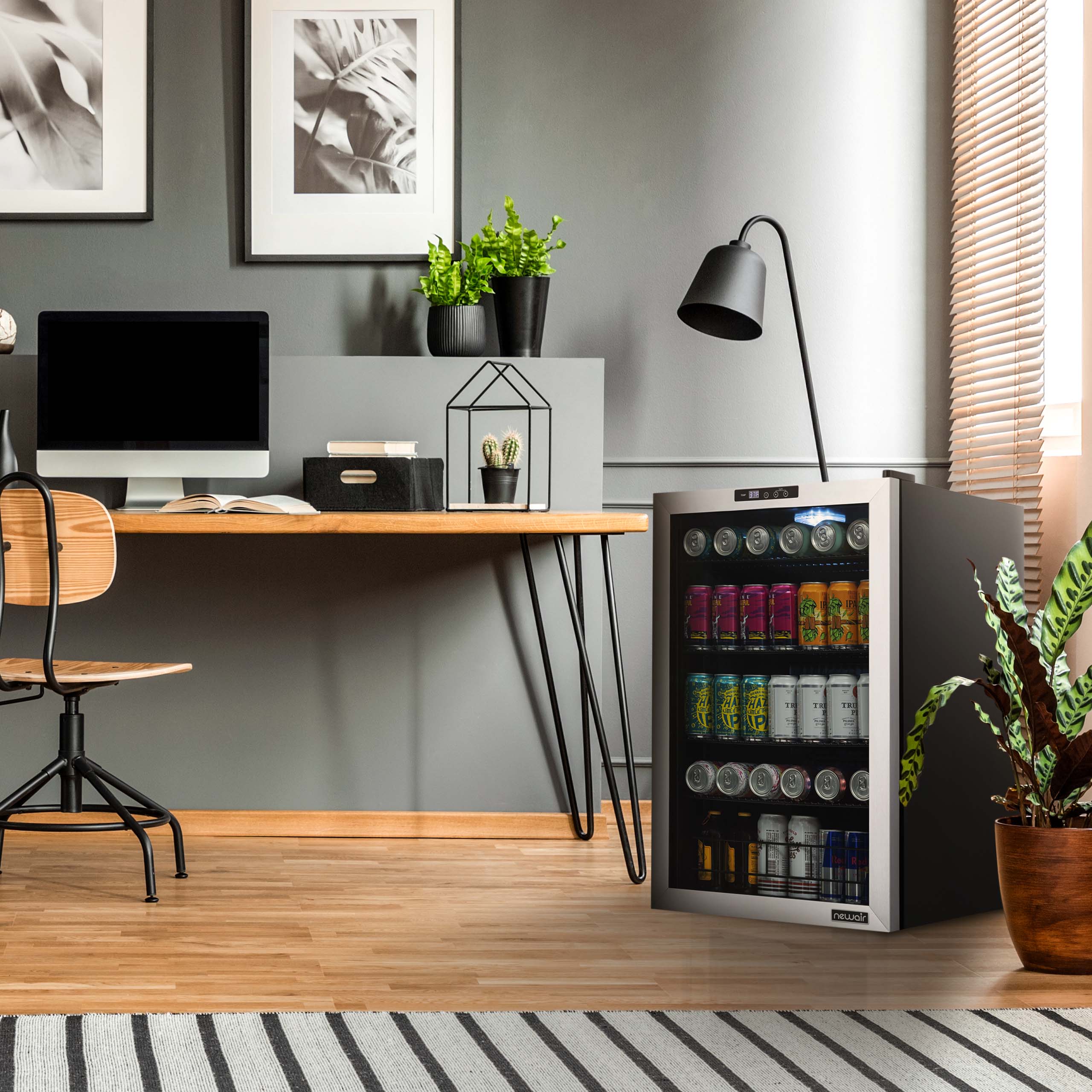 Newair® 160 Can Freestanding Stainless Steel Beverage Refrigerator - Perfect for Home Bars, Offices, and Entertaining Spaces