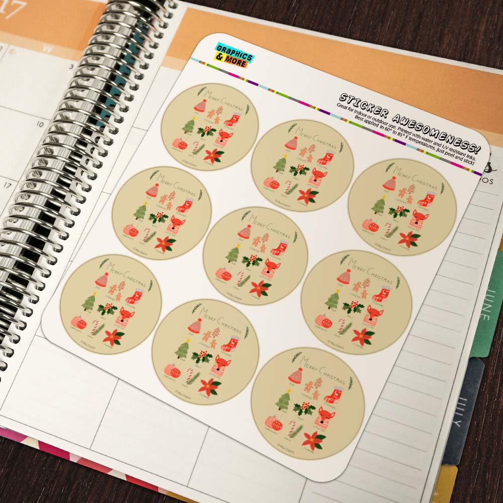 Christmas Cookie Holly Fox Planner Stickers - Scrapbooking & Crafting Decals for DIY Calendars, Journals, and Holiday Decorations | Perfect for Gift Wrapping, Card Making & Party Favors