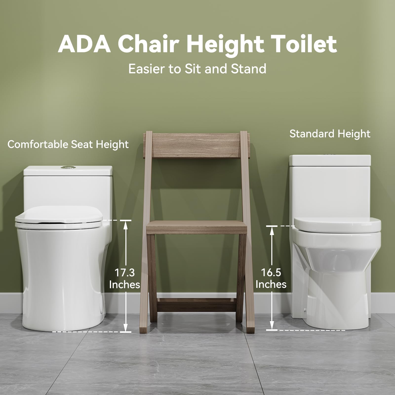 HOROW T0338W One Piece Toilet with Non-Electric Bidet Seat - Elongated ADA Compliant Chair Height Toilet with Adjustable Nozzles, Dual Flush & Soft Close Seat - White (MAP 1000g) - Perfect for Modern Bathrooms, Elderly-Friendly Homes & Water-Saving Households
