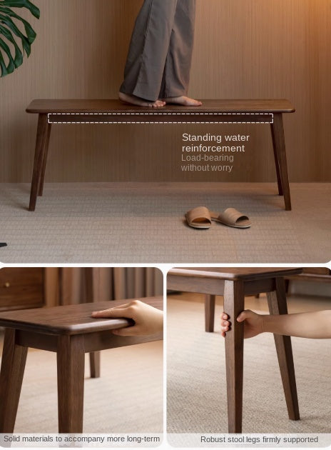 Solid Black Walnut Wood Modern Long Bench - Stylish Entryway, Dining Room, or Living Room Seating Furniture for Home Decor