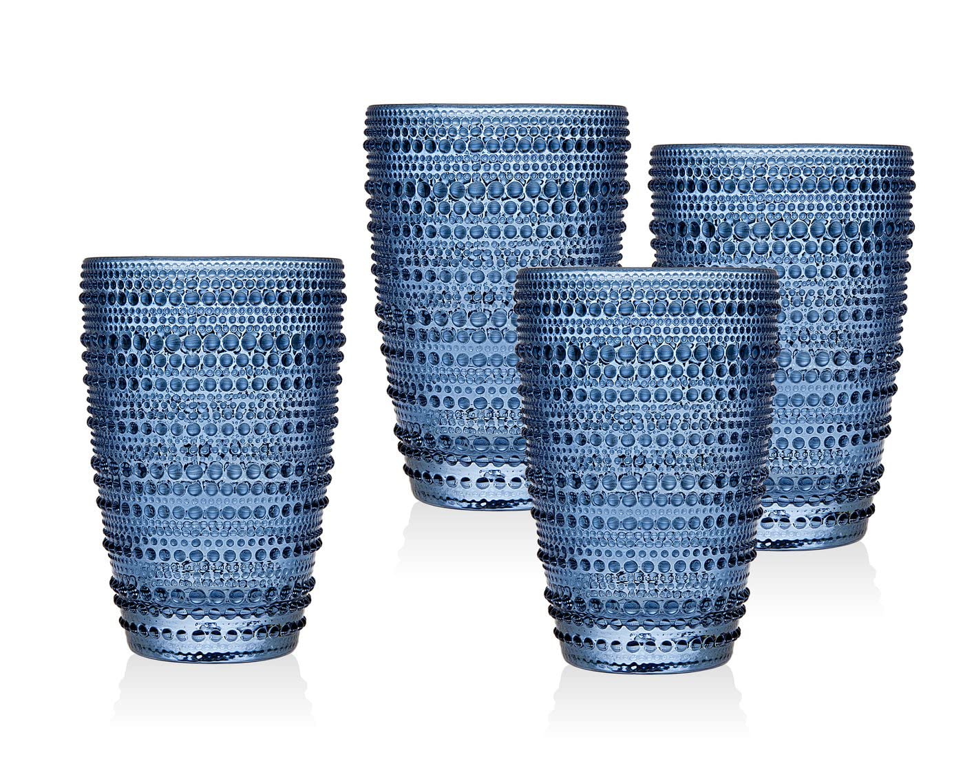 Godinger Highball Glasses Set of 4 - 16oz Tall Drinking Glasses for Cocktails, Iced Tea & Beverages - Elegant Lumina Blue Crystal Glassware for Home Bar, Parties & Entertaining