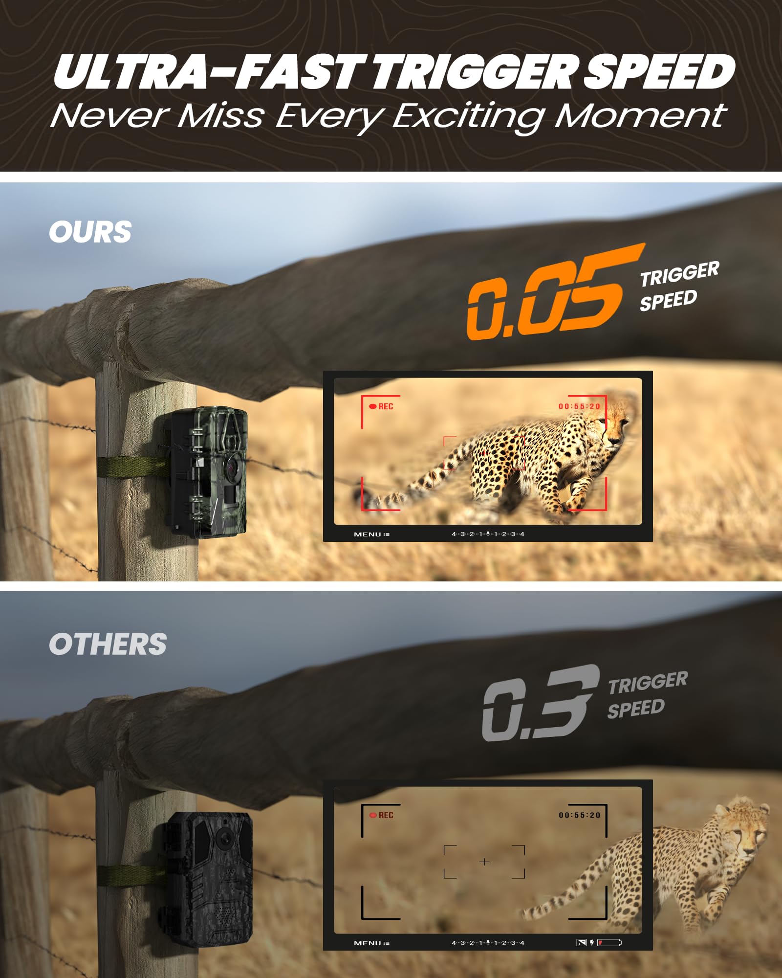 60MP/8K WiFi Trail Camera - No Glow Night Vision, Waterproof, 0.05s Trigger Motion Activated Hunting Game Camera for Wildlife Deer Scouting, Home Security Monitoring & Outdoor Surveillance - Perfect for Backyard, Forest, and Property Protection
