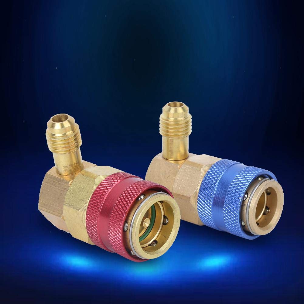 R134A Air Conditioning Quick Connector Coupler - 90 Degree AC Adapter for Automotive HVAC Systems - Non-Adjustable Refrigerant Fitting for R134A AC Recharge & Repair