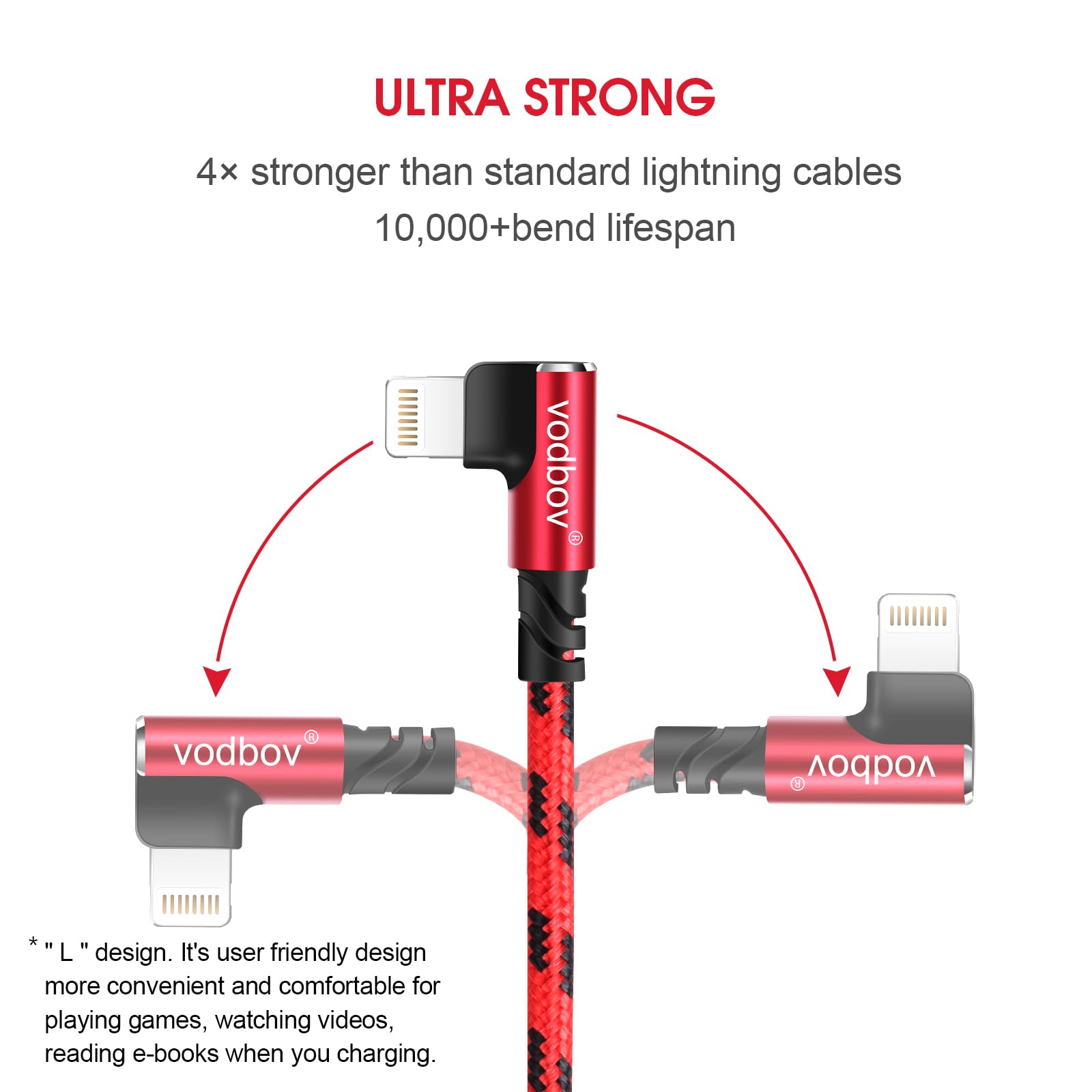 2-Pack 6ft & 10ft 90 Degree USB C to Lightning Cable - Fast Charging & Data Sync Braided Nylon Cord for iPhone 14/13/12/11/X/8, iPad Pro/Air/Mini - Durable Right Angle Charger for Bedside, Car & Travel Use (iOS Compatible)