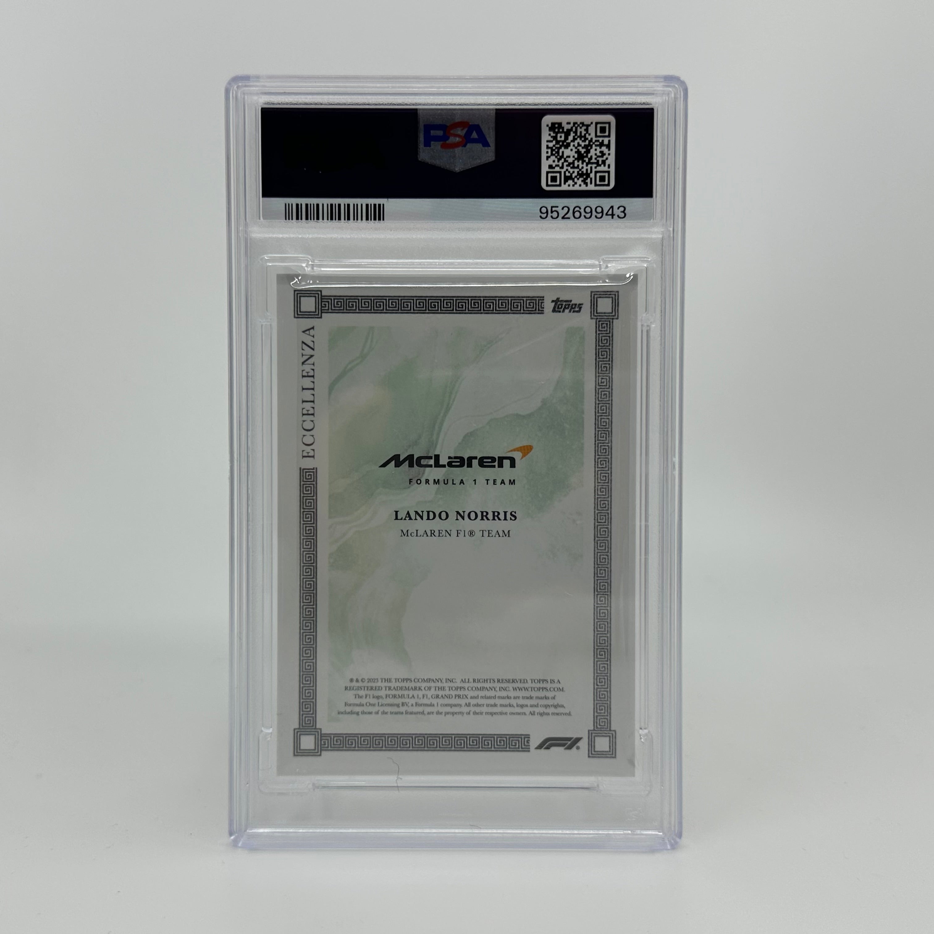 2023 Topps Eccellenza Lando Norris Green Parallel #/99 PSA 8 Graded - Rare F1 Racing Card for Collectors & Fans, Perfect for Display, Trading, and Investment