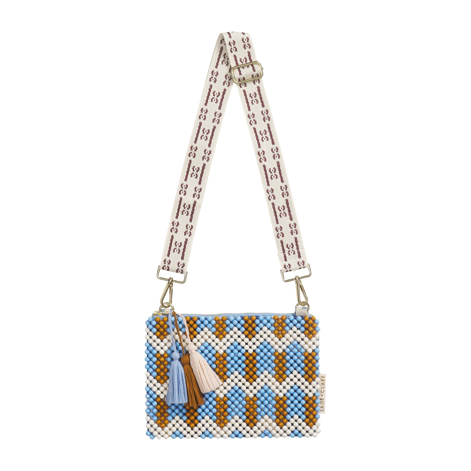 Anvi Beaded Clutch Purse - Blue Denim Crossbody Bag for Women | Fashion Evening Clutch for Parties, Weddings & Special Occasions