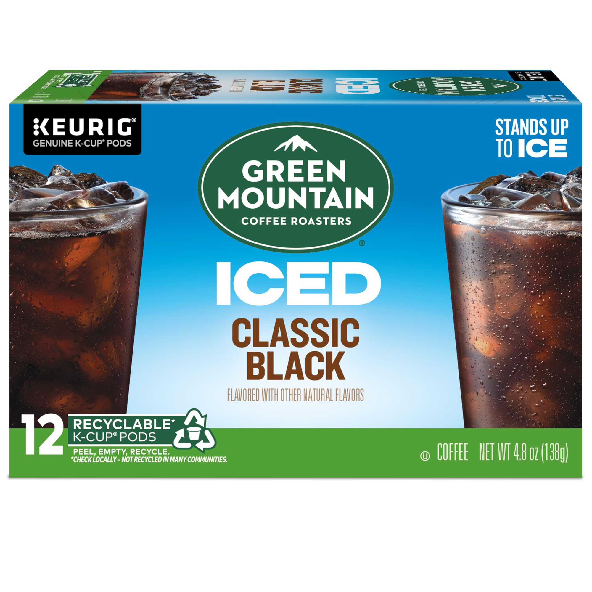 Green Mountain Coffee Roasters ICED Classic Black K-Cup Pods - Medium Roast Iced Coffee for Keurig Brewers (72 Count) | Perfect for Summer Refreshment, Office Break or Iced Coffee Lovers