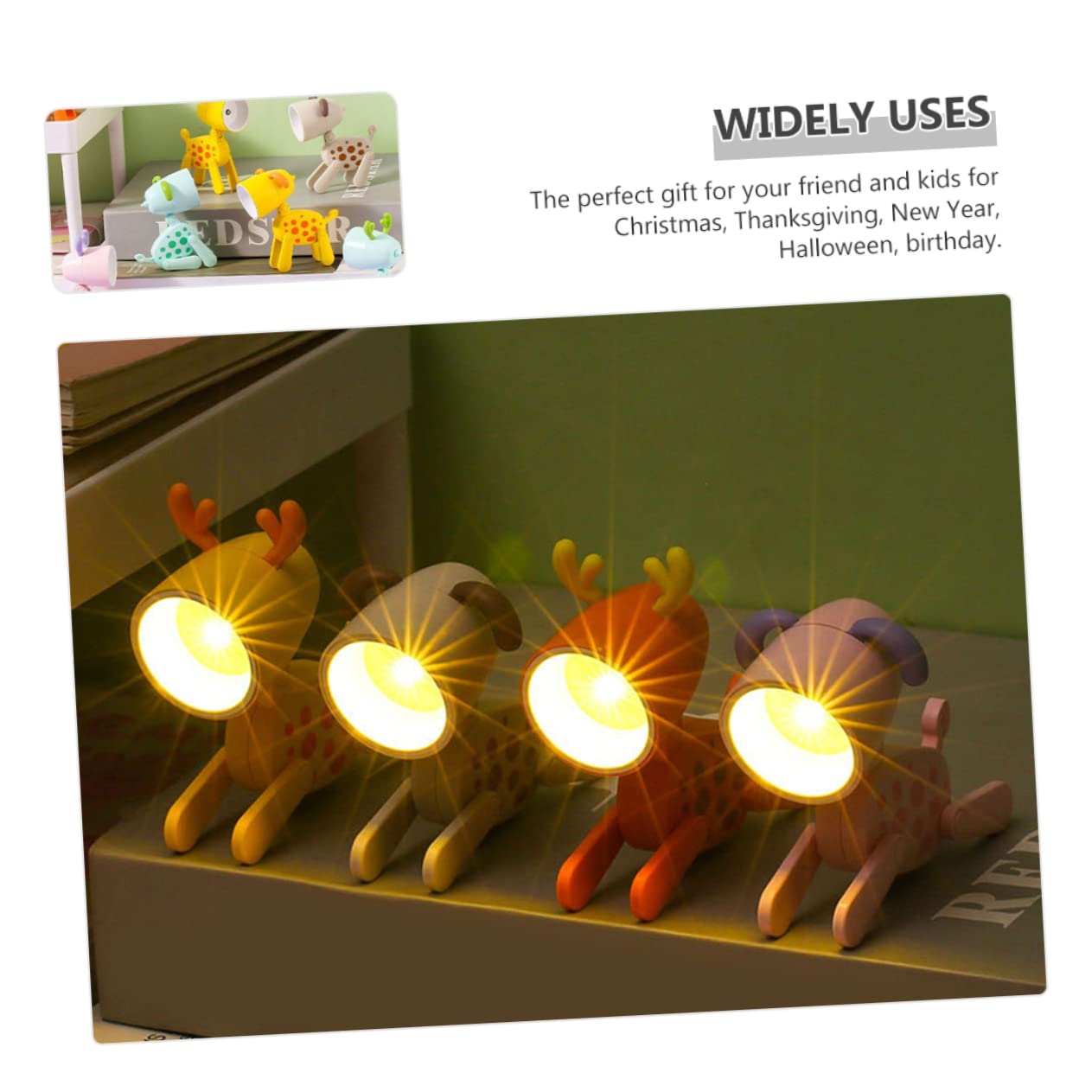 Homoyoyo Kids Night Light - Soft LED Deer Night Lamp for Bedroom, Nursery & Kids Room | Dimmable Bedside Light for Sleep, Decor & Children's Safety