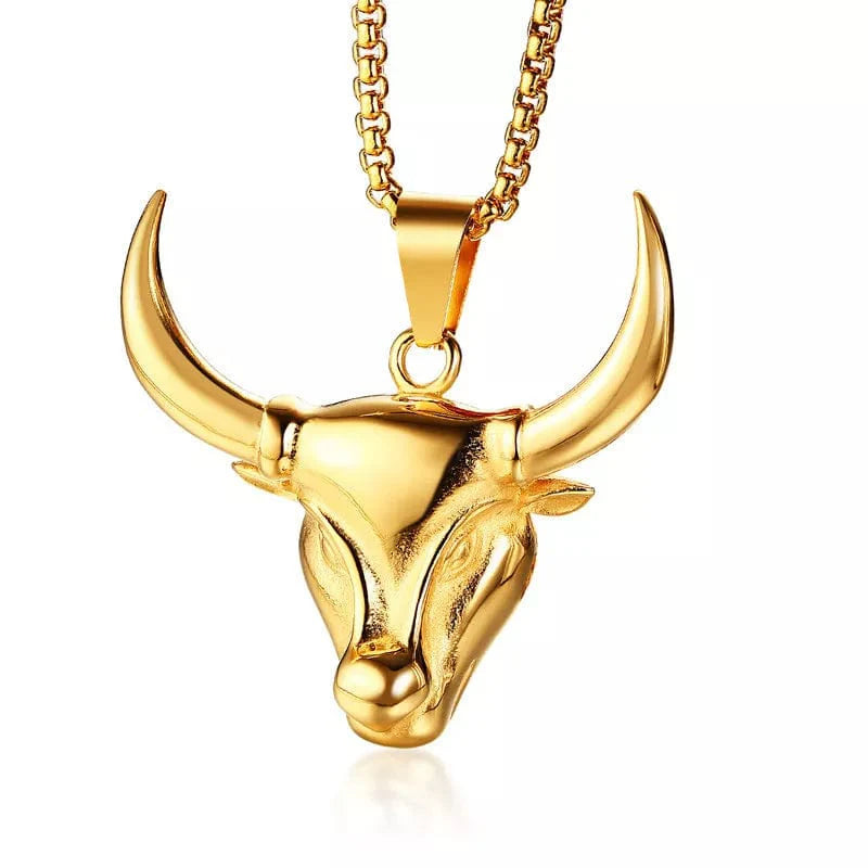 Gold Bull Necklace for Men & Women - 18K Gold Plated Pendant with Chain - Perfect for Gifts, Fashion & Everyday Wear