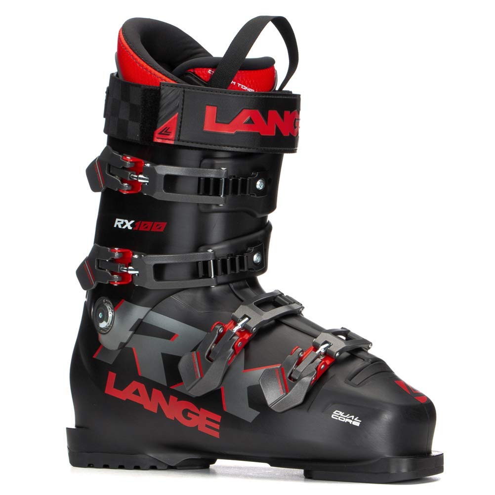 Lange RX Ski Boots for Adults - Unisex Alpine Skiing Boots in Black/Red - Size 285 | Perfect for Downhill Skiing & Winter Sports