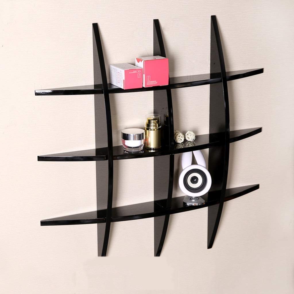 Decorative Floating Wall Shelves - Black Interwoven Cross Display Shelf for Living Room, Bedroom & Entryway - Stylish Wall Storage Solution for Home Decor & Organization