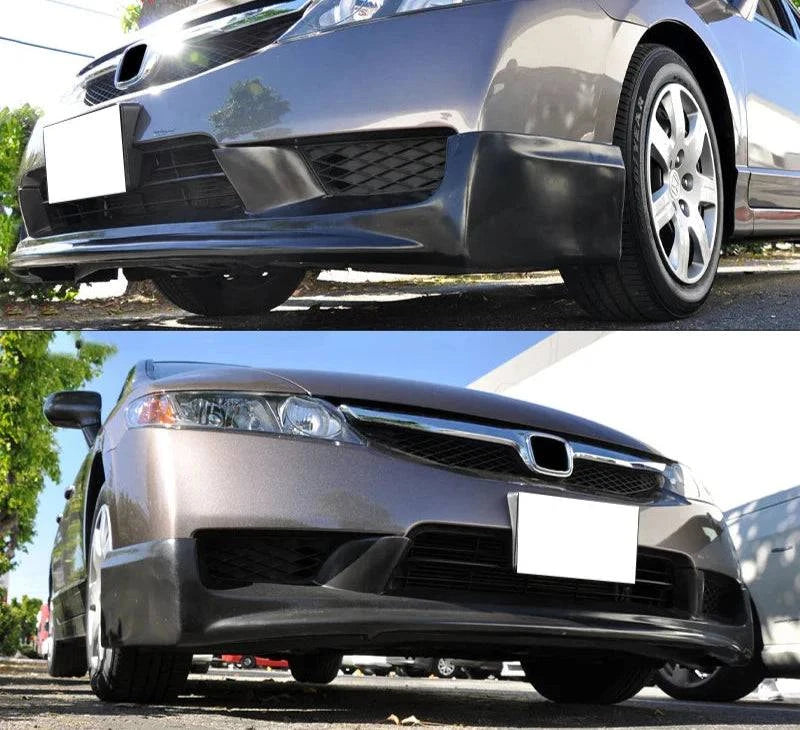 2009-2011 Honda Civic 4 Door Sedan Mugen Style Front Bumper Lip Spoiler - Durable PU Material for Enhanced Aerodynamics & Sporty Look - Perfect for Car Enthusiasts & Street Racing Upgrades