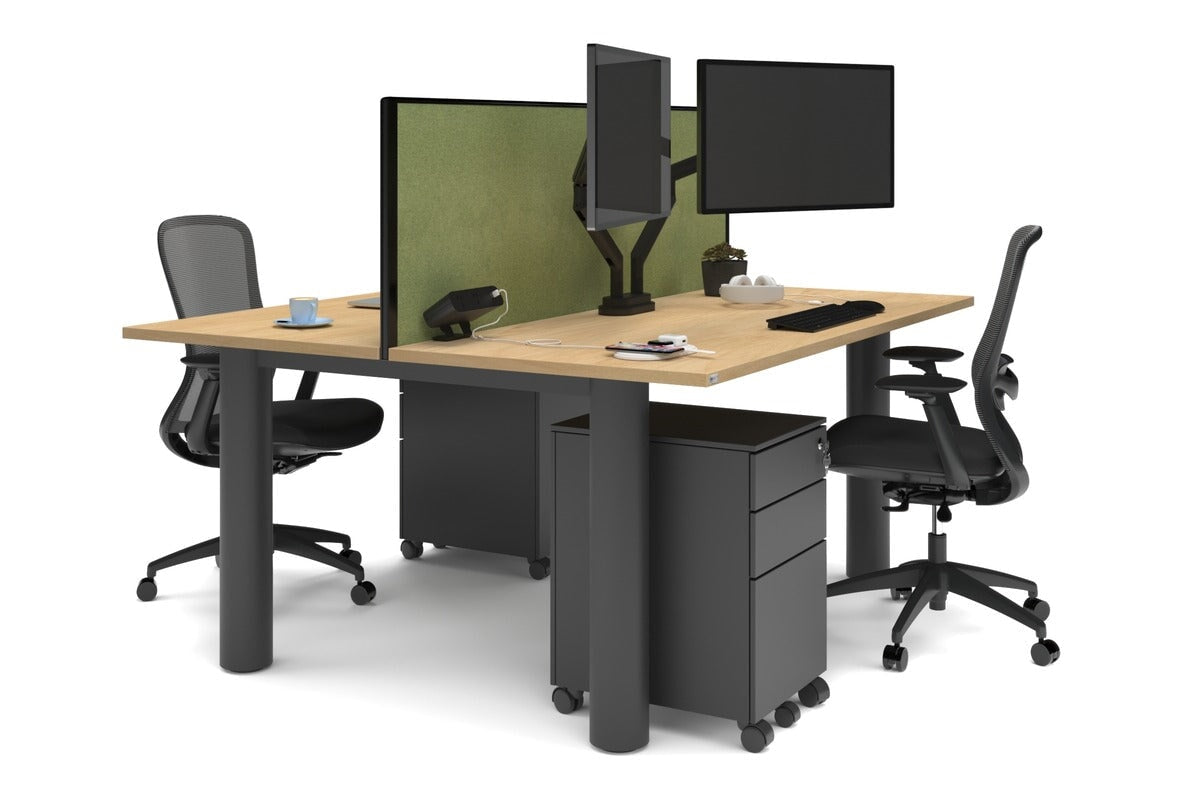 Quadro Cylinder Leg 2 Person Office Workstation Desk - 1600L x 700W - Modern Shared Workspace Solution for Collaborative Teams & Coworking Spaces