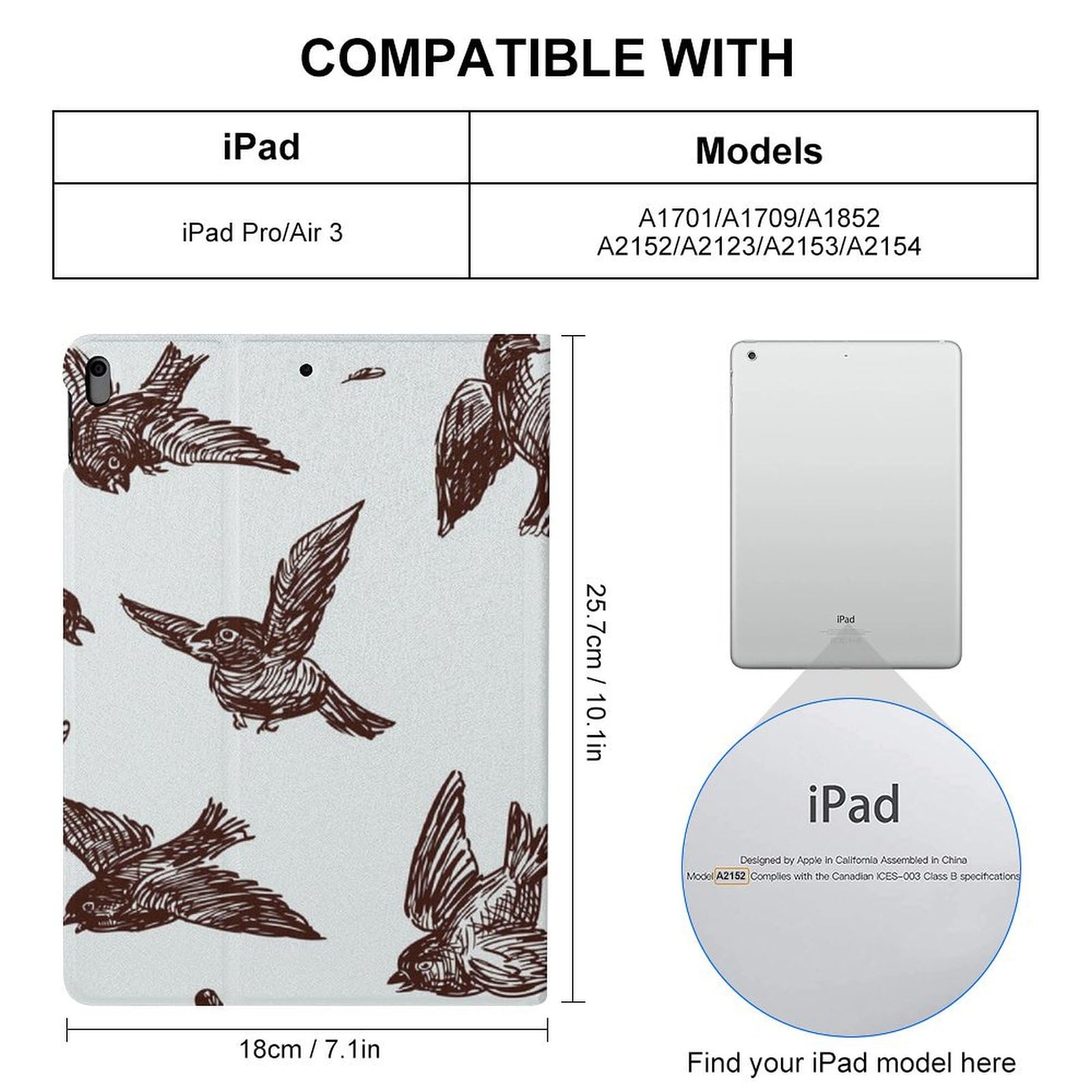 Hand Painted Sparrow Design iPad Pro/Air 3 (10.5