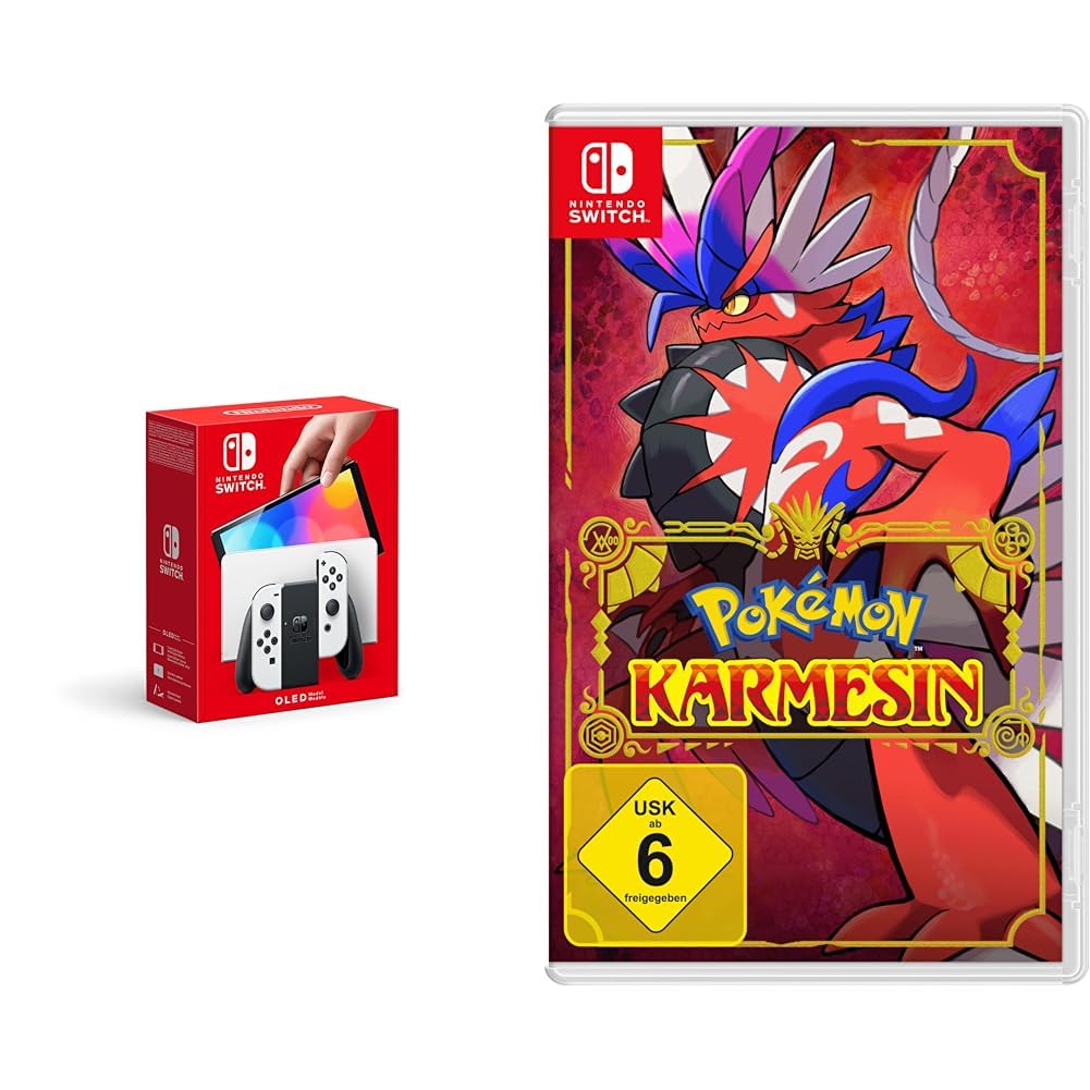 Nintendo Switch OLED Model Console - White + Pokemon Scarlet Bundle | Portable Gaming System for Home, Travel & Multiplayer Fun