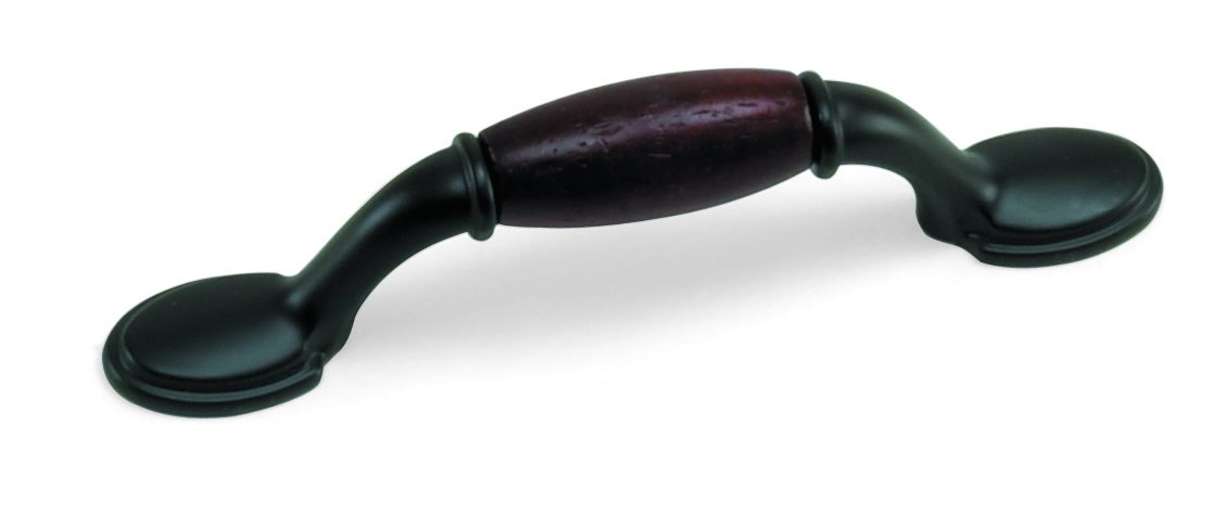 Laurey 15563 First Family 3-Inch Cabinet Pull - Black with Cherry Inset - Perfect for Kitchen Cabinets, Bathroom Vanities & Furniture Drawers
