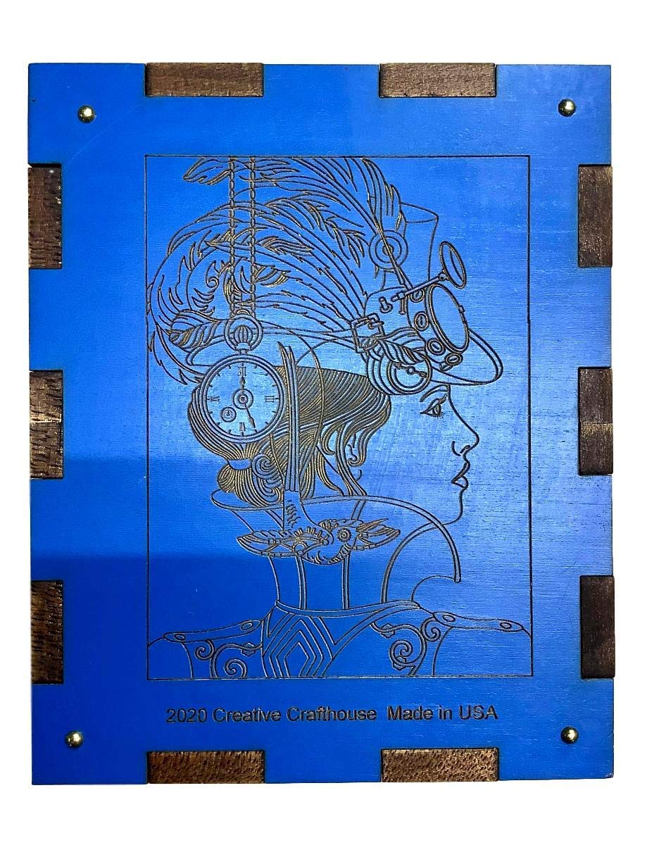 Exquisite Blue Belle Laser Engraved Spinning Wooden Puzzle Box - Perfect for Brain Teasers, Gift Giving & Home Decor