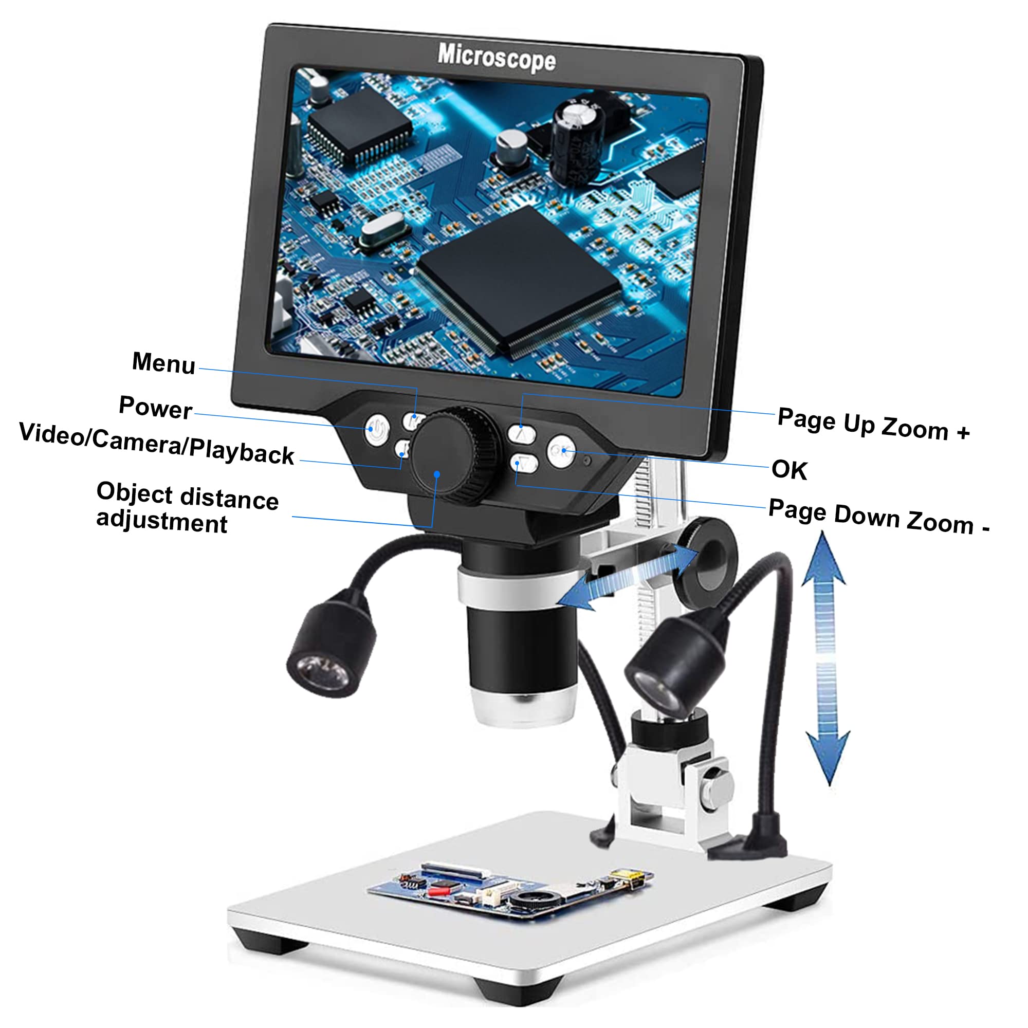 1200X LCD Digital Microscope with 12MP Camera & 7