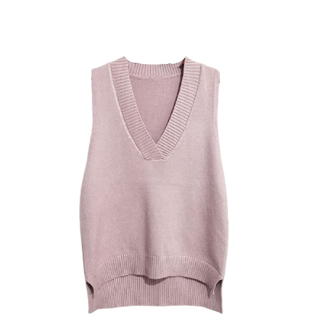 Women's V-Neck Knitted Sweater Vest - Korean Style Loose Fit Sleeveless Pullover for Autumn & Winter | Casual Office Wear, Layering Outfits, Street Fashion