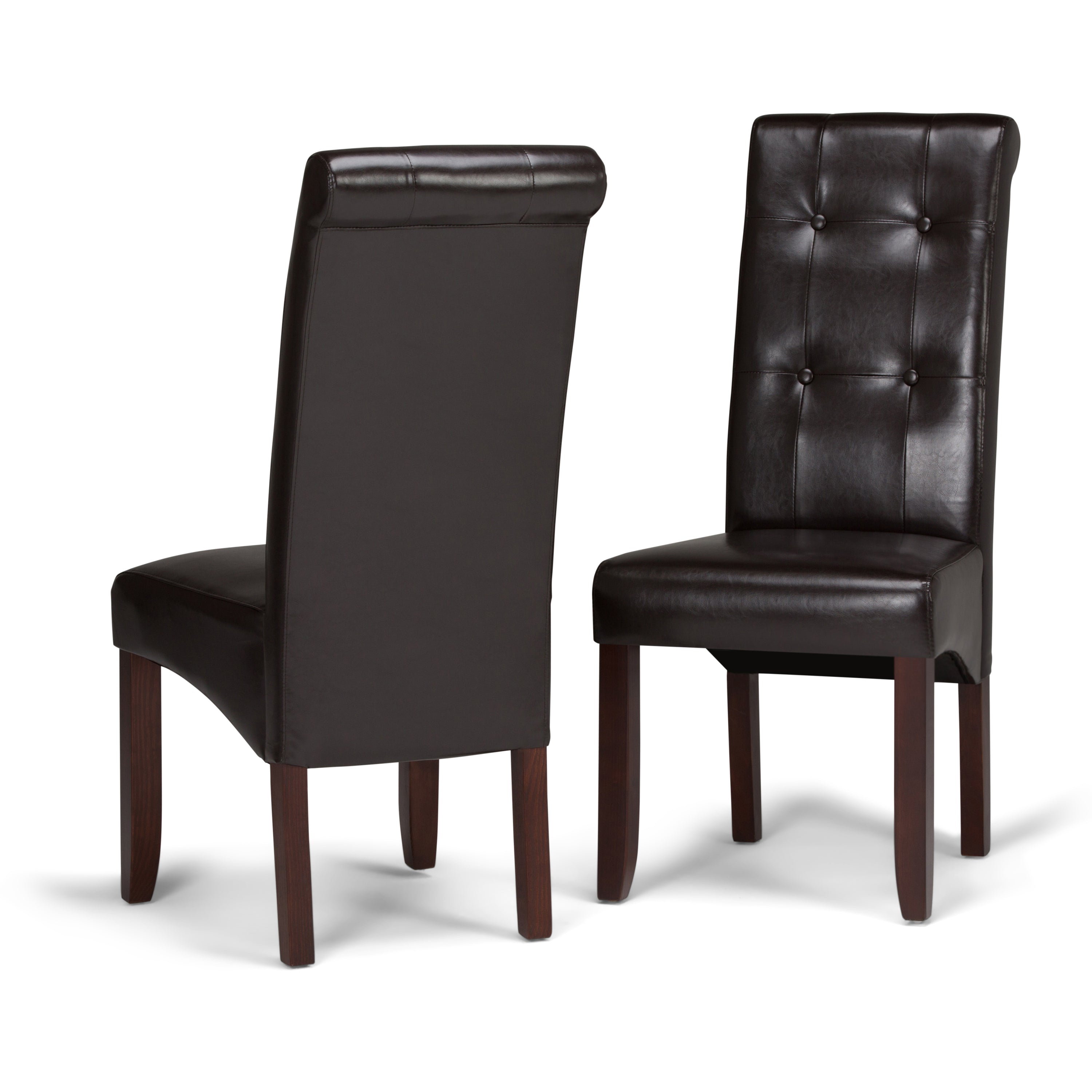 Cosmopolitan Deluxe Tufted Parson Dining Chairs (Set of 2) in Tanners Brown - Perfect for Modern Dining Rooms, Kitchen Nooks & Home Office Seating