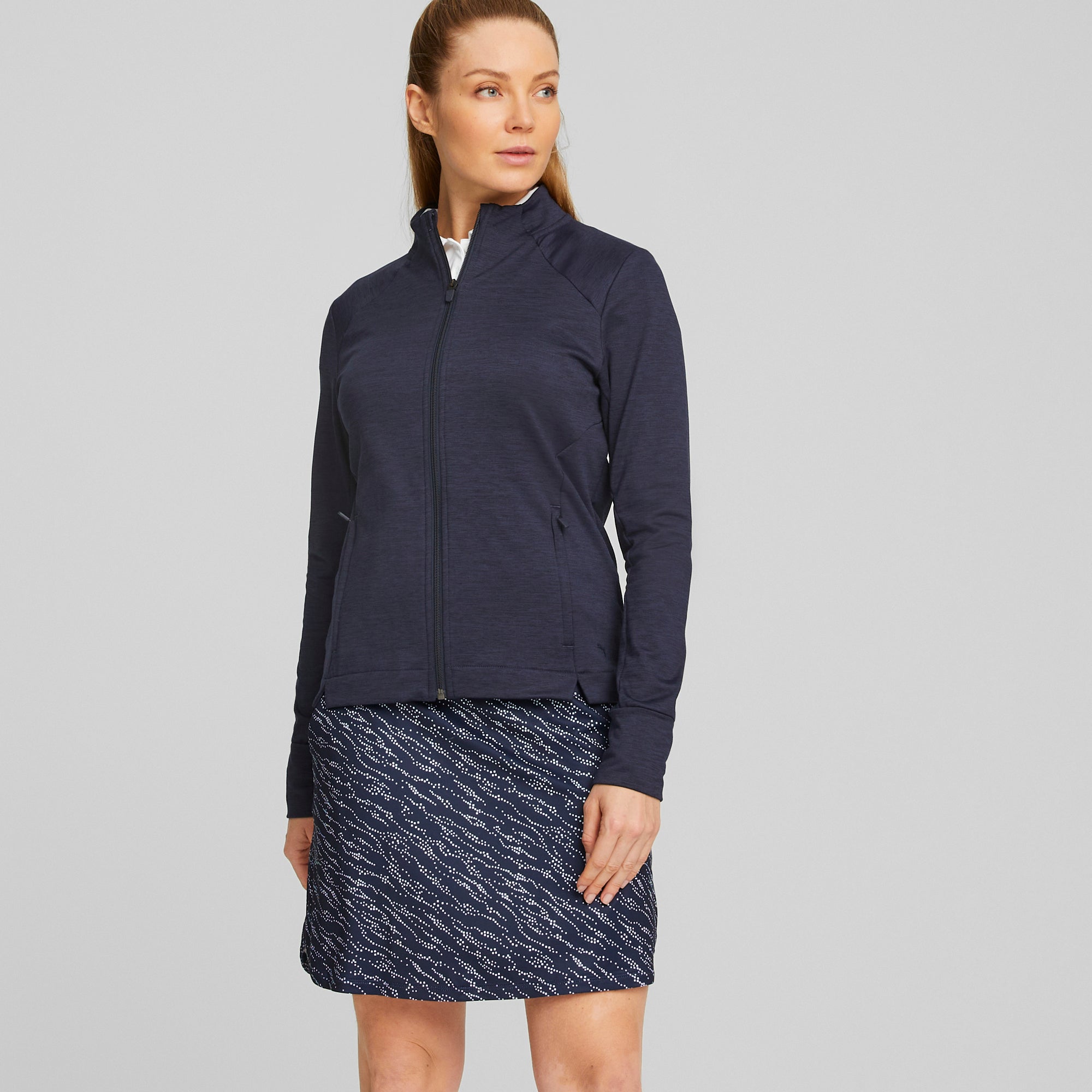 Women's CLOUDSPUN Heather Full Zip Golf Jacket - Lightweight Waterproof Windbreaker for Golfing, Running & Outdoor Activities