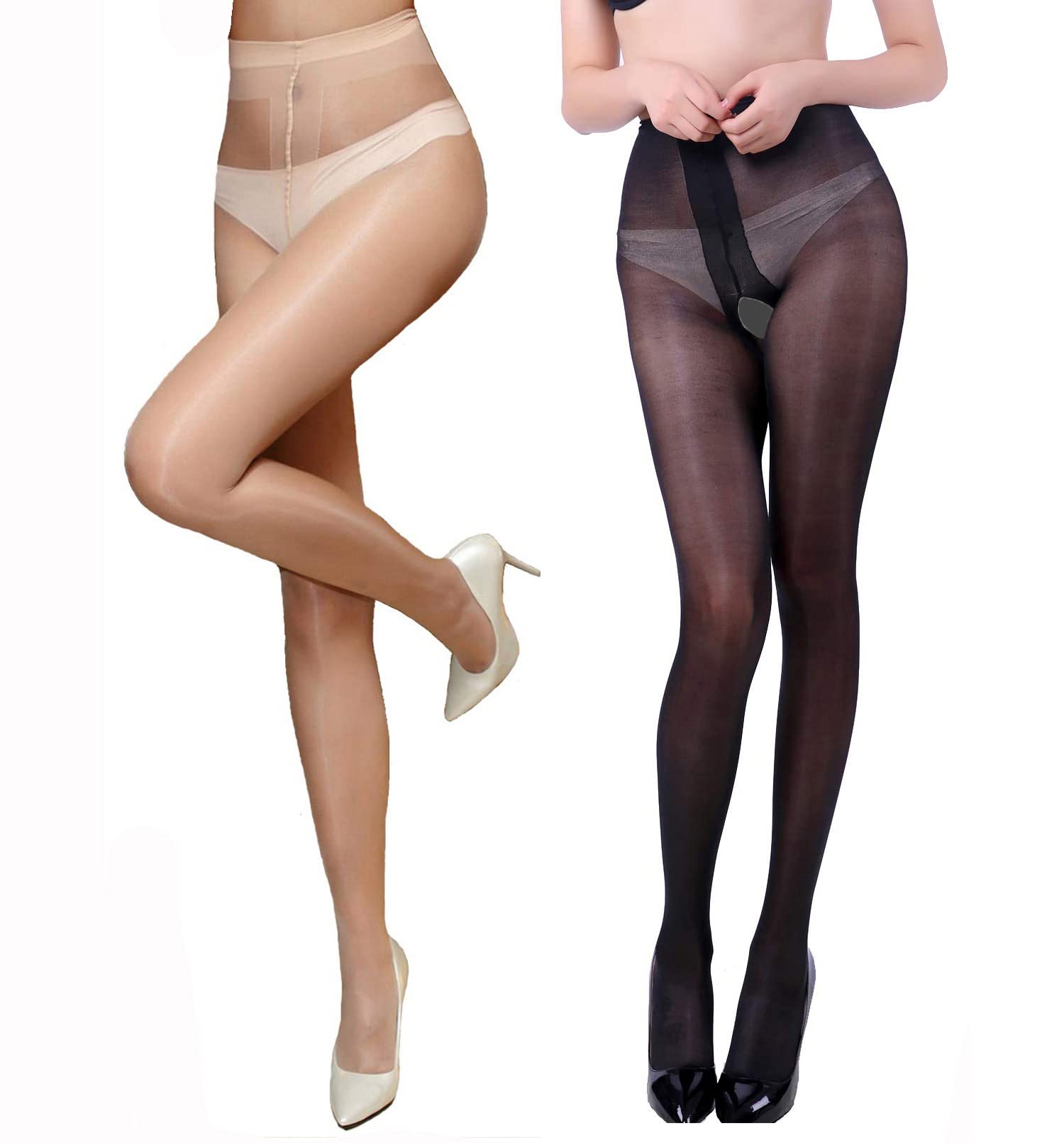 PERAMBRY Women's Suspender Tights - Sexy Lace Garter Belt with Shiny Sheer Pantyhose, 15 Denier Mock Stockings for Date Night & Special Occasions