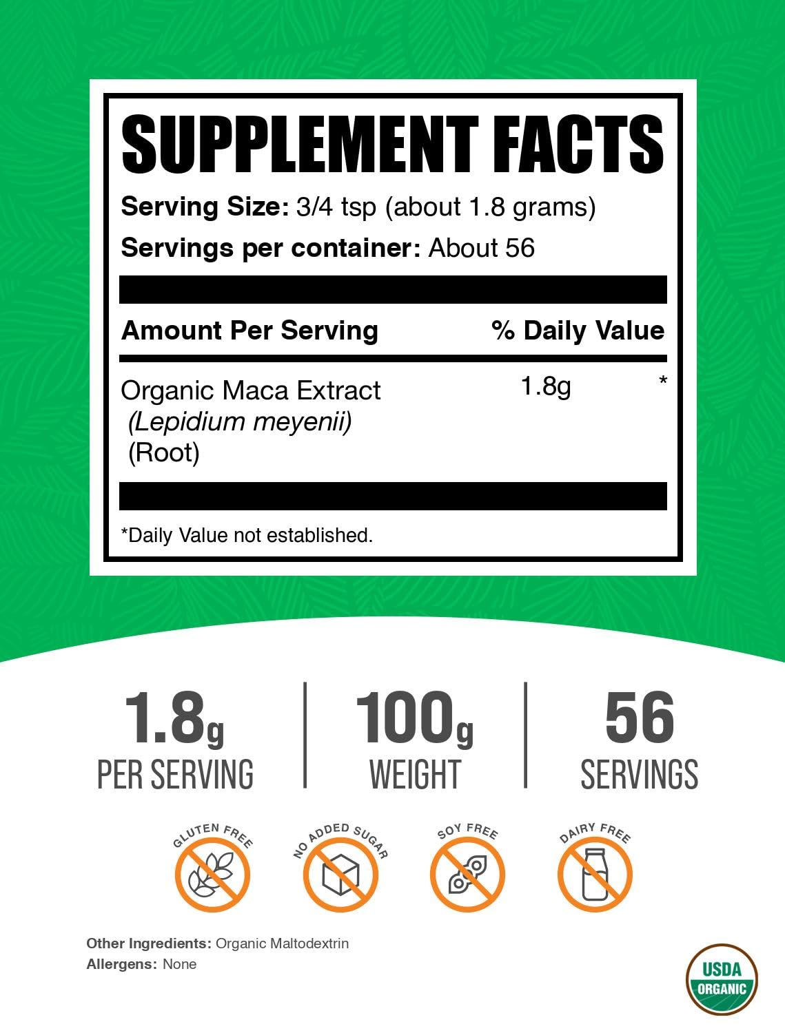 Organic Maca Root Extract Powder - Vegan & Gluten Free Maca Supplement (100g/3.5oz) - Energy Boost, Hormone Balance & Stress Relief - Perfect for Smoothies, Baking & Wellness Drinks