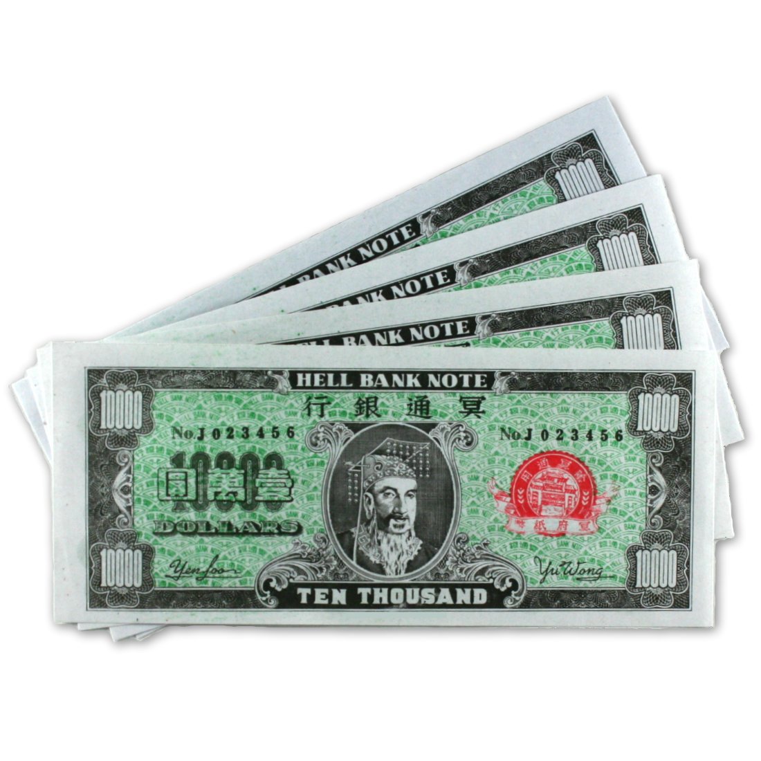 Authentic Chinese Joss Paper - Hell Bank Notes Ancestor Money - 10,000 USD Design (150 Sheets, 2.5x6 Inch, Green) for Traditional Asian Funeral Rites & Ancestor Worship Ceremonies