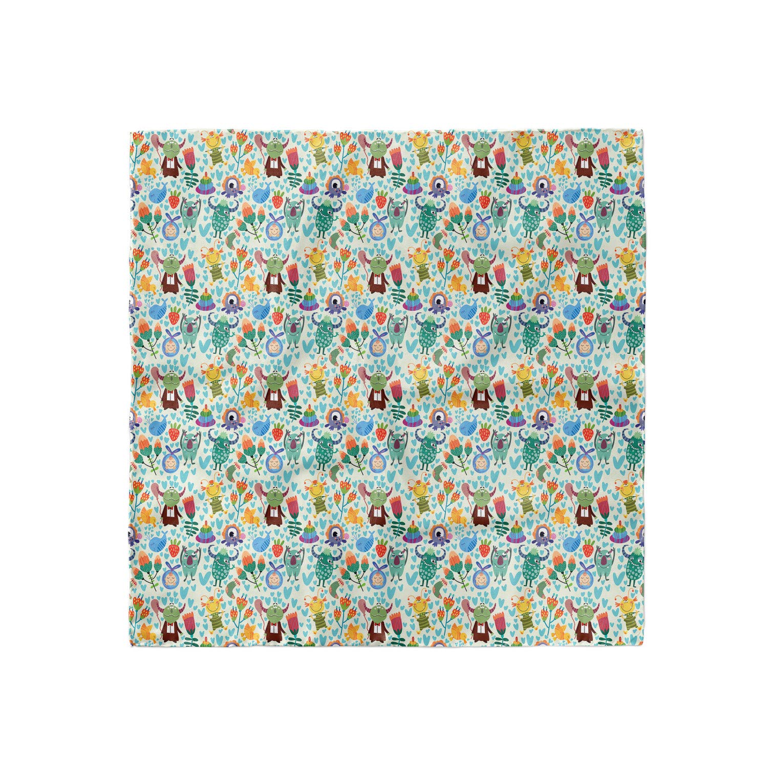 Ambesonne Funny Hair Scarf - Monster Friends Print Head Wrap for Women, Fashionable Bandana & Headband for Everyday Use, Gym, Yoga, and Outdoor Activities