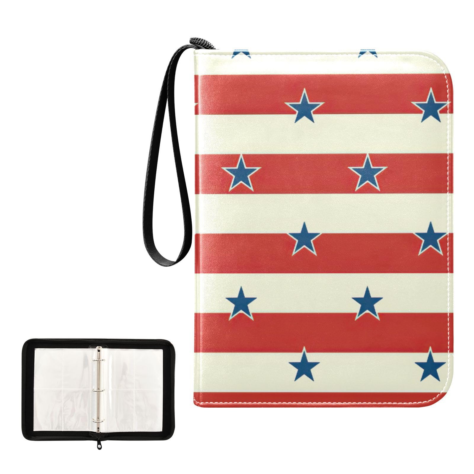 Starstripes 4-Pocket Trading Card Binder with 50 Removable Sleeves - 3-Ring Card Album Holds 400+ Sports & Game Cards - Perfect for Collectors, Kids & Organizing Pokemon, MTG, Baseball Cards