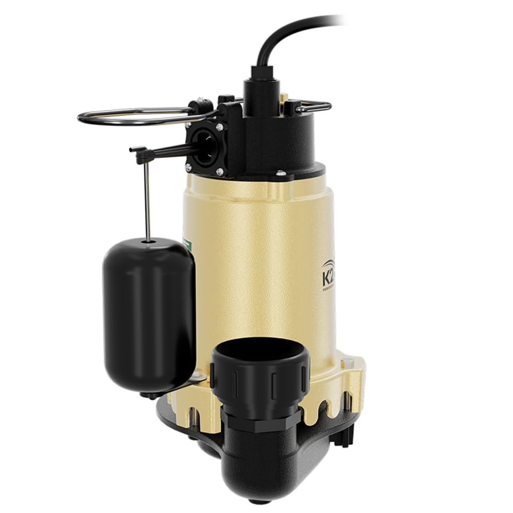 K2 Pumps SPI07502K 3/4HP Cast Iron Submersible Sump Pump with Quick Connect Fitting & Vertical Float Switch - Ideal for Basement Flood Prevention and Water Drainage