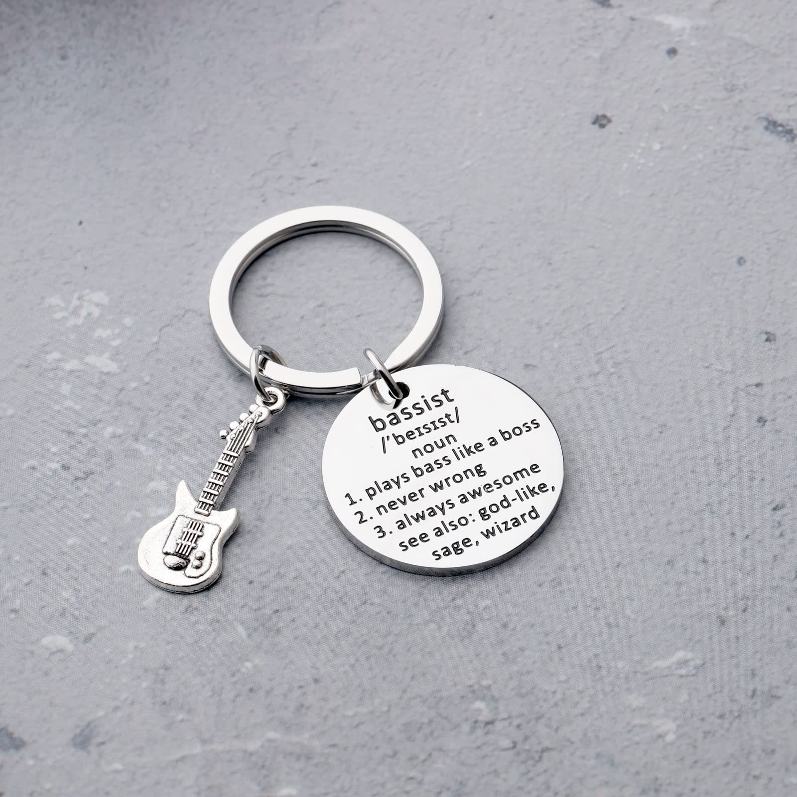 TIIMG Bassist Essential Keychain - Perfect Gift for Bass Guitar Players & Rock Band Musicians - Durable Metal Keychain with Bass Player Definition - Ideal for Music Lovers, Band Members & Concert Goers