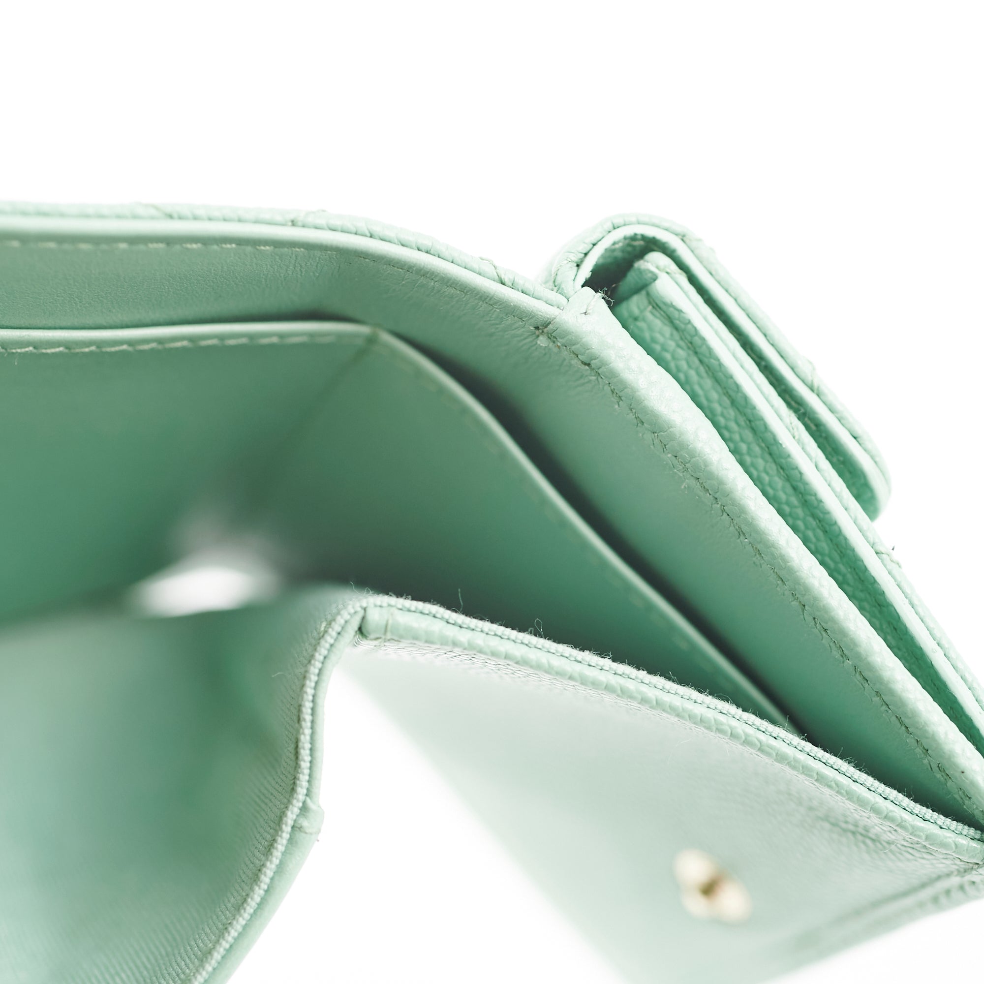 Chanel Caviar Leather Compact Wallet in Green - RFID Microchipped for Secure Payments | Perfect for Everyday Use & Luxury Fashion Accessories
