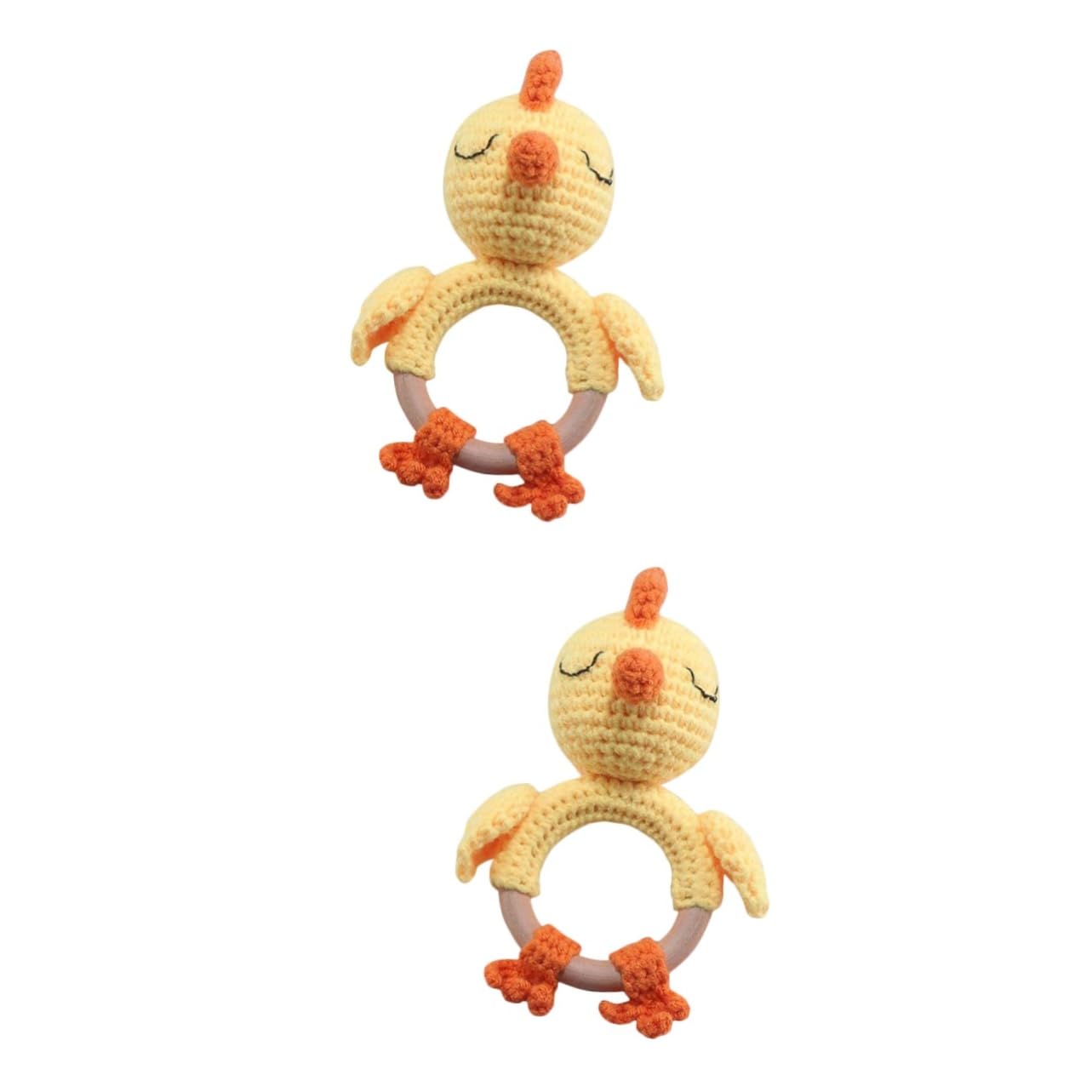Totority 2 Pack Soft Plush Hand Bell Rattle Toys - Soothing Baby Toys for Newborns & Infants (Yellow) - Perfect for Sensory Play, Early Learning & Calming Fussy Babies
