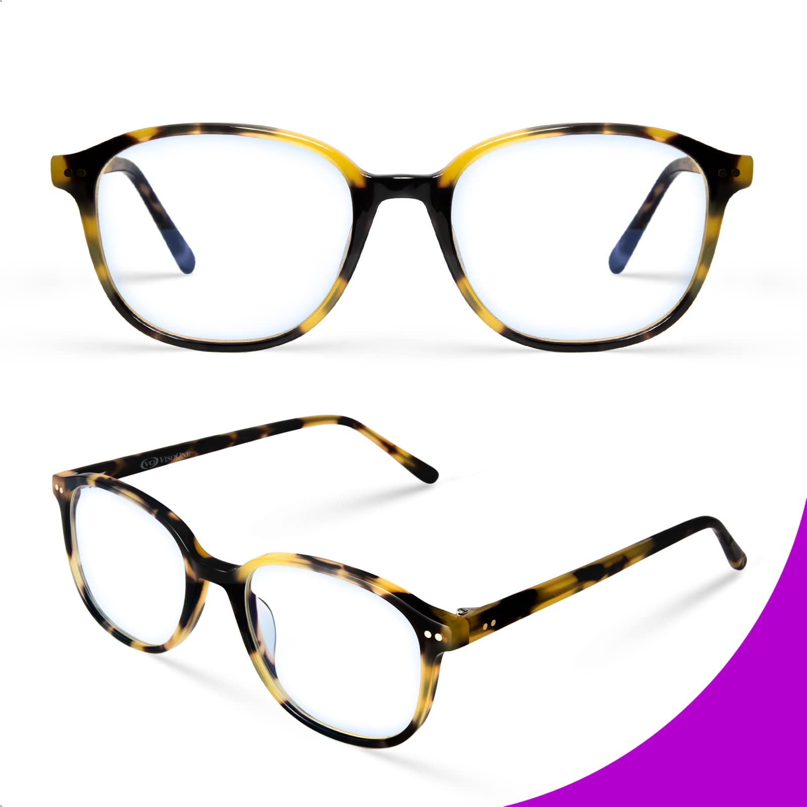 VISOONE Blue Light Blocking Glasses for Women & Men - Anti Glare Computer Gaming Glasses with Square Frame - Reduce Eye Strain for Work, Gaming & Screen Time