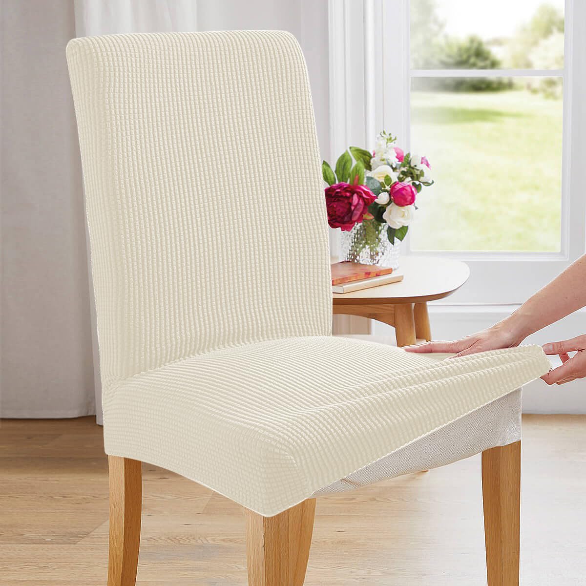 6-Pack Cream Dining Chair Covers - Stretchable Parsons Chair Slipcovers for Kitchen & Dining Room, Washable & Durable Seat Protectors (Perfect for Parties, Weddings & Everyday Use)