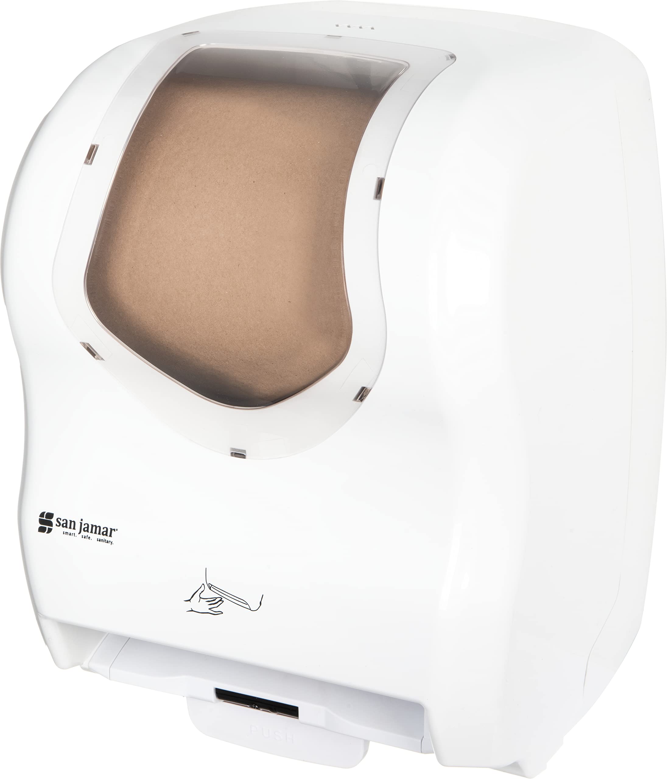 San Jamar Summit Hybrid Paper Towel Dispenser - White Plastic for Bathroom, Kitchen & Restaurant Use - 10.25