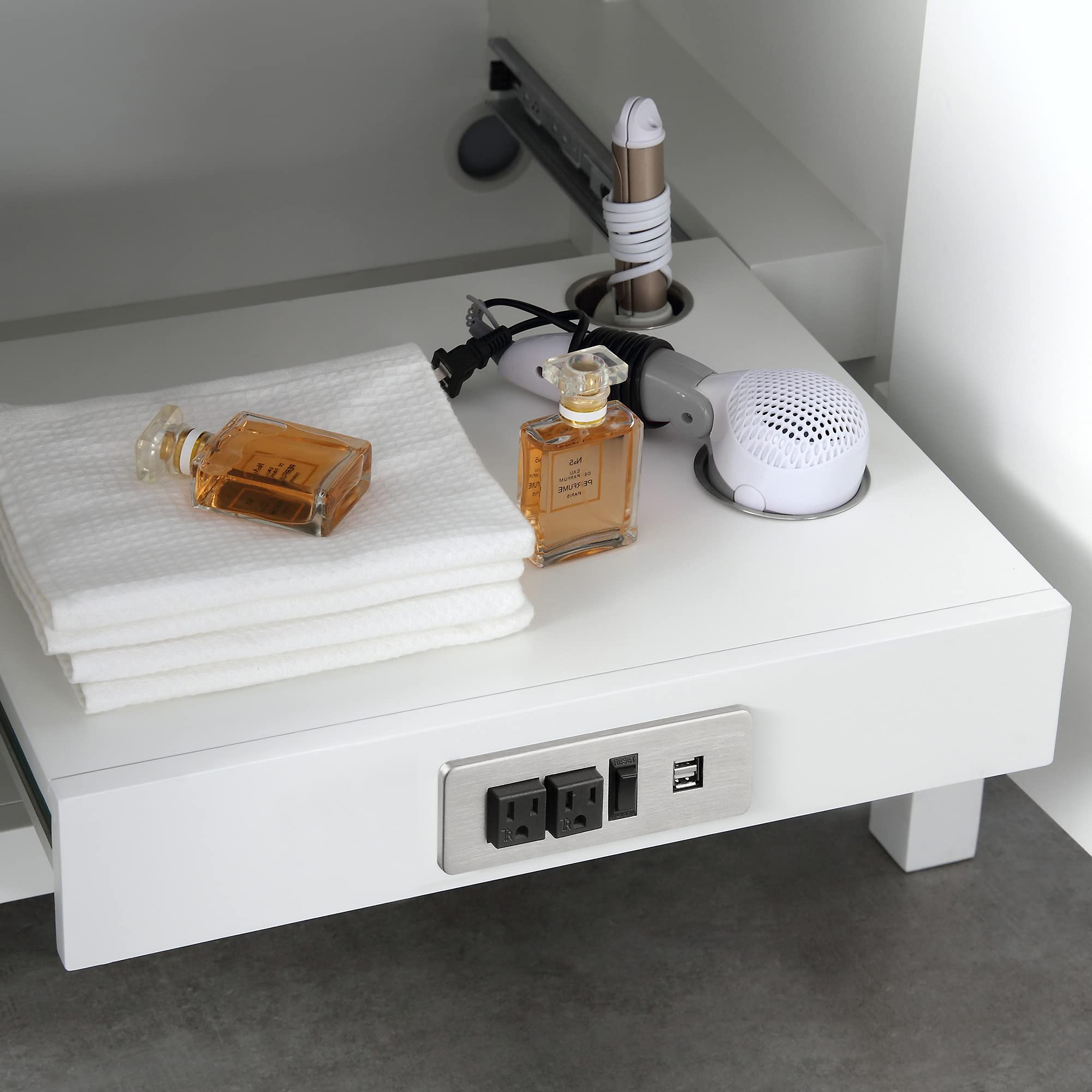 OVE Decors Maya 72 Inch White Bathroom Vanity with Carrara Marble Countertop - Modern Double Sink Vanity for Master Bathroom & Powder Room
